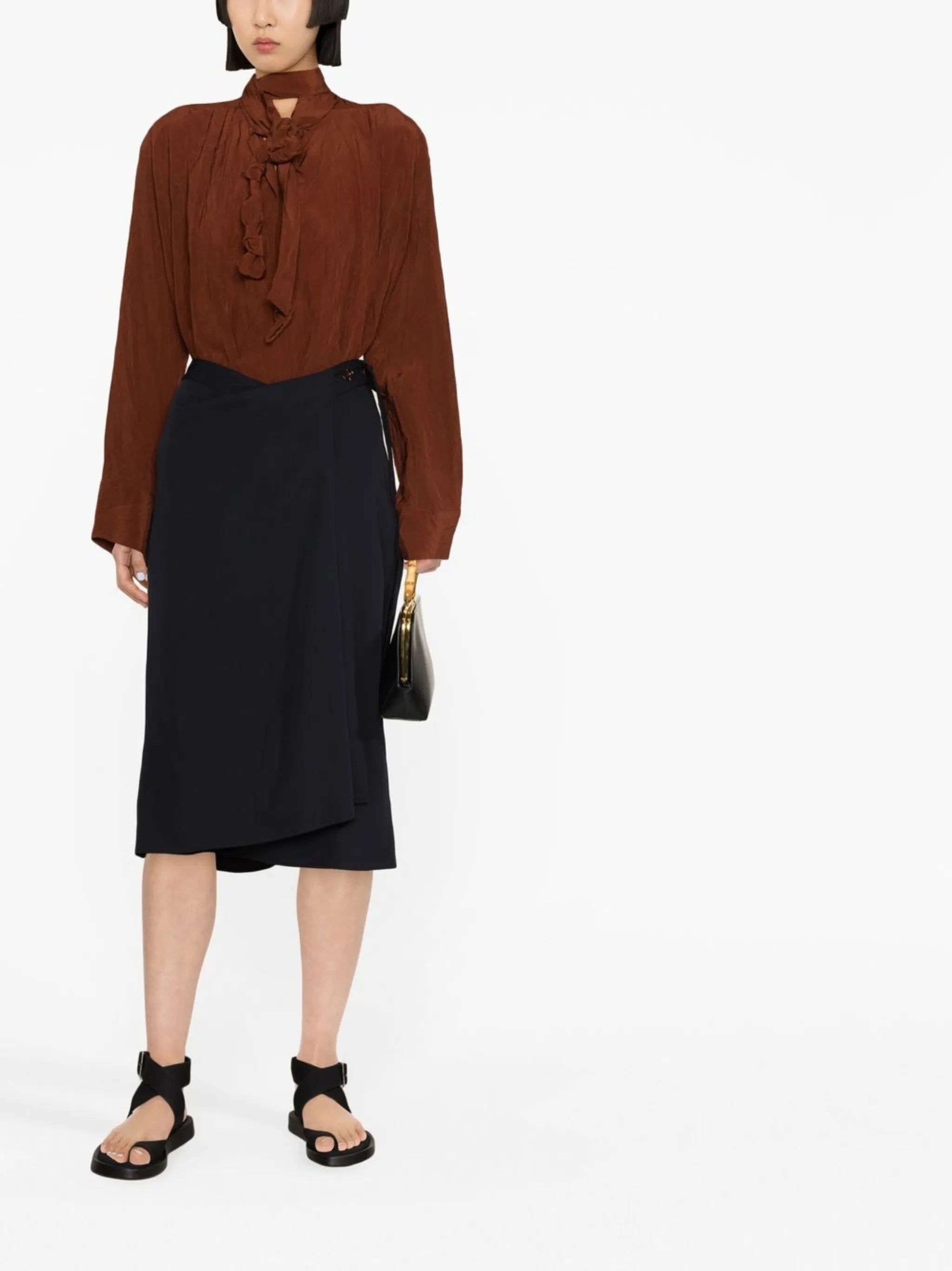 wrap midi skirt