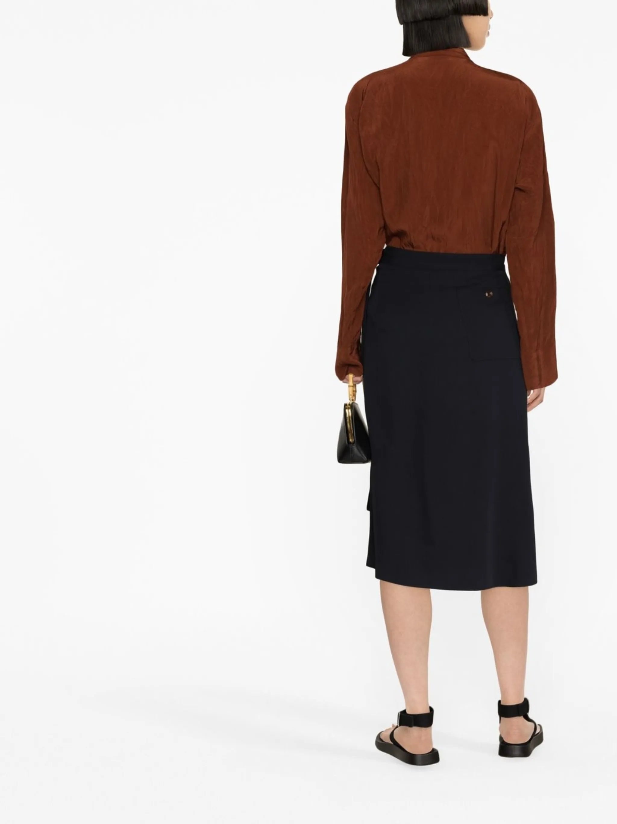 wrap midi skirt