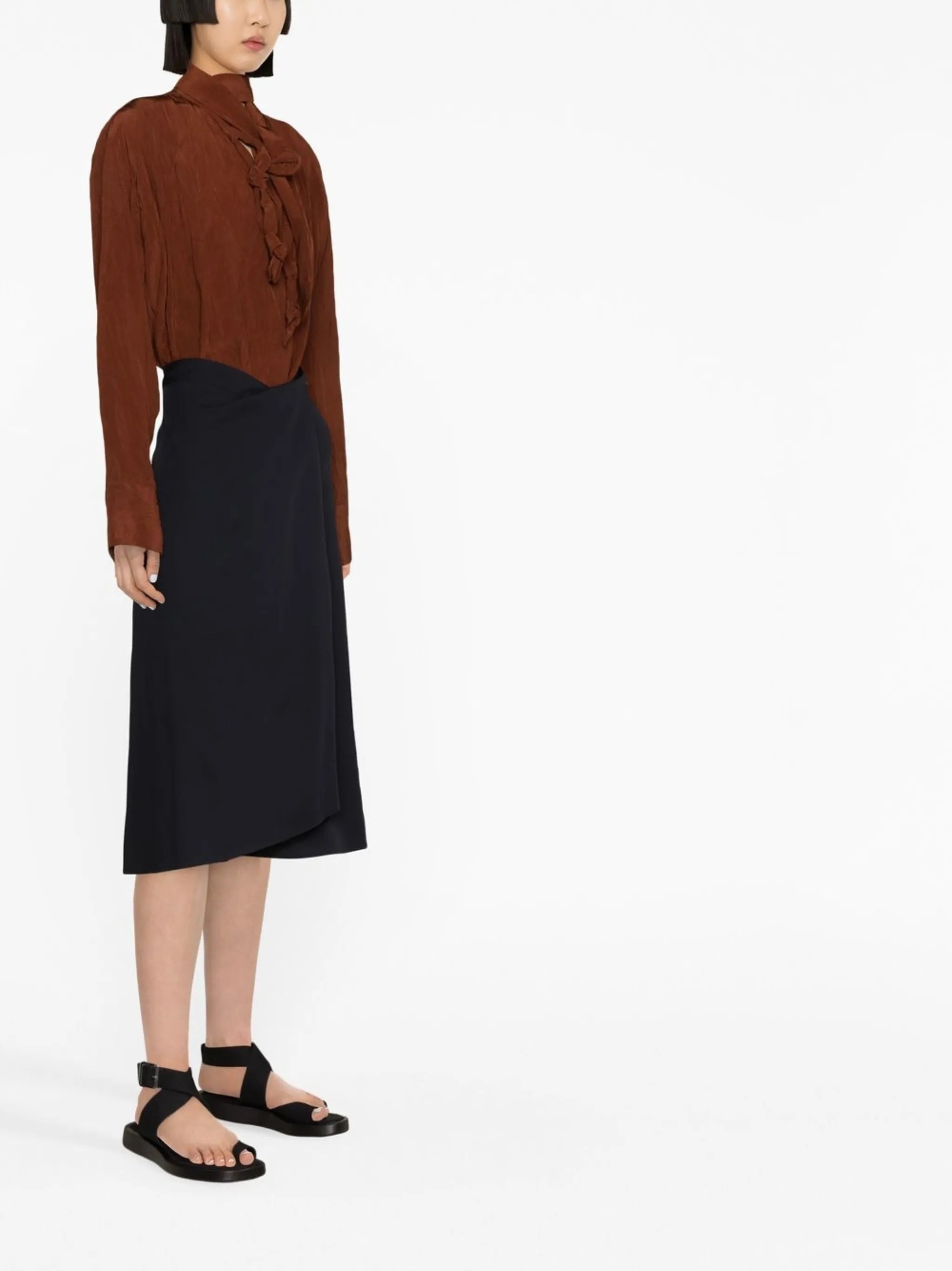 wrap midi skirt