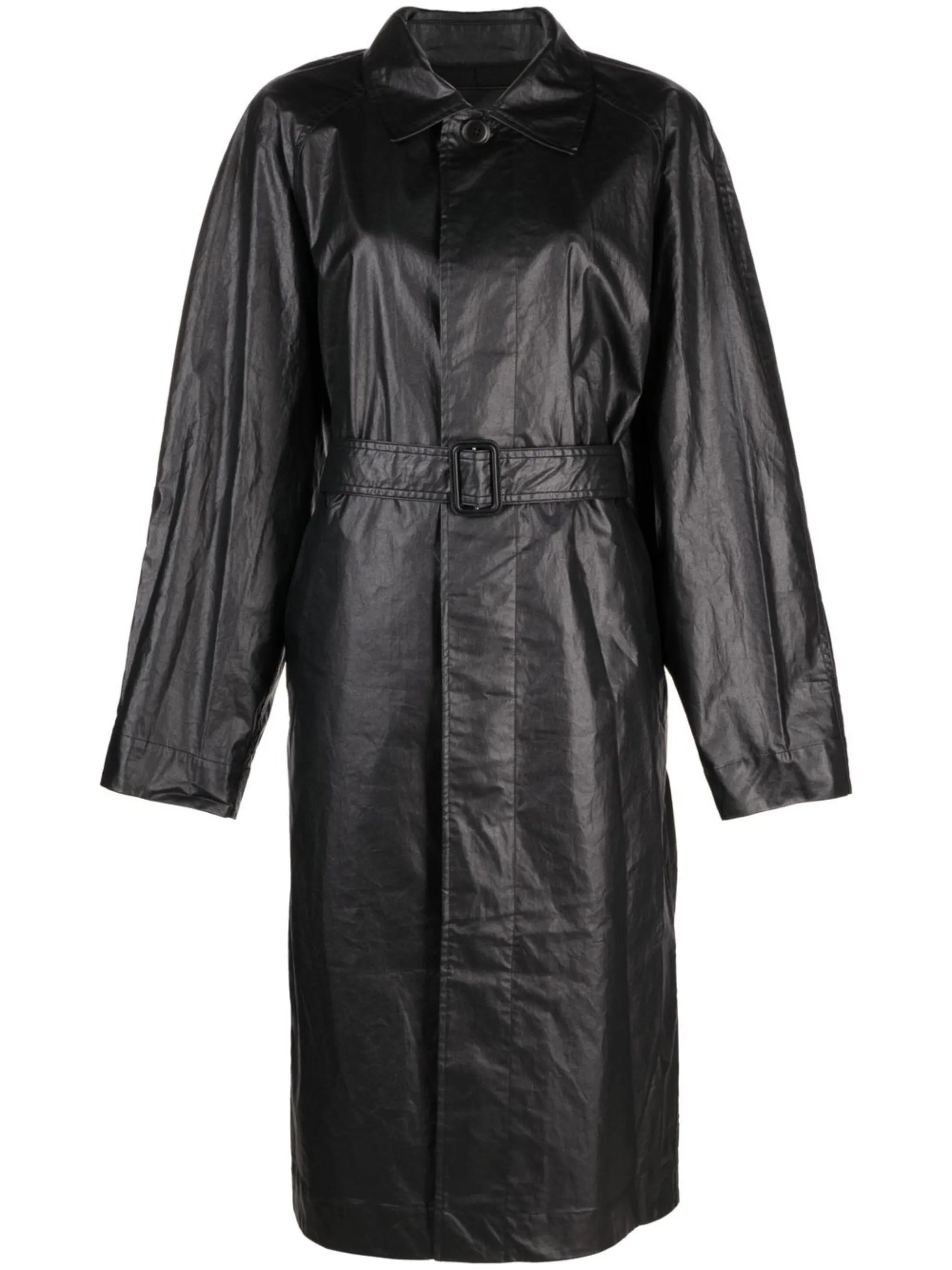 coated-finish trench coat