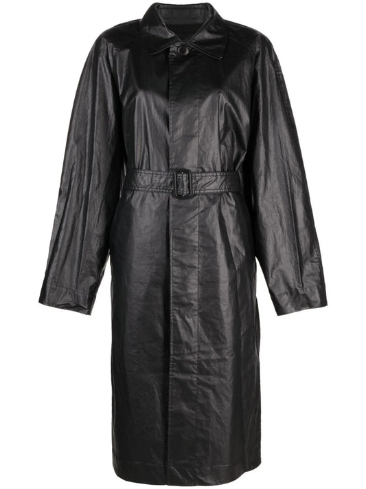 coated-finish trench coat
