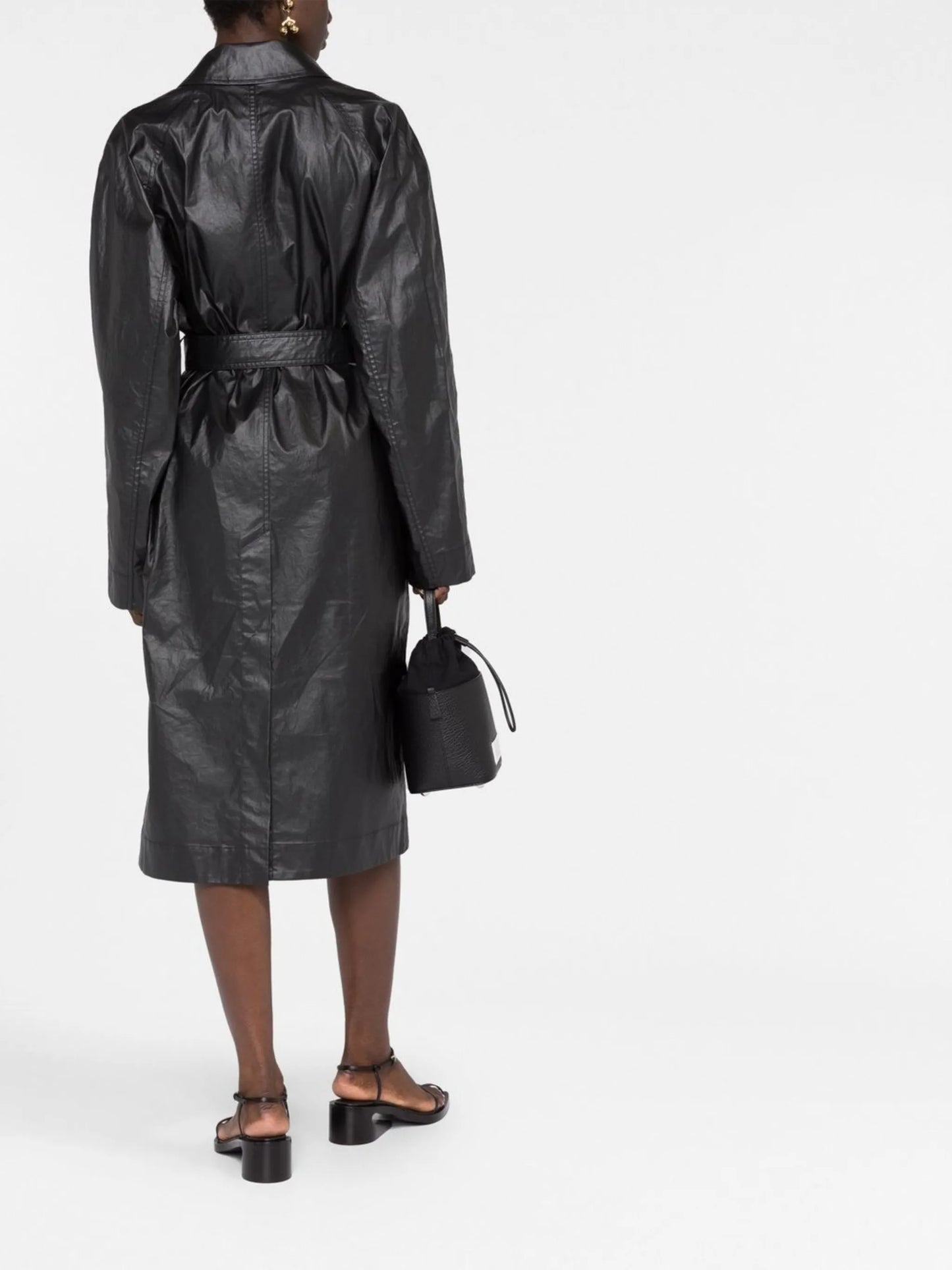 coated-finish trench coat