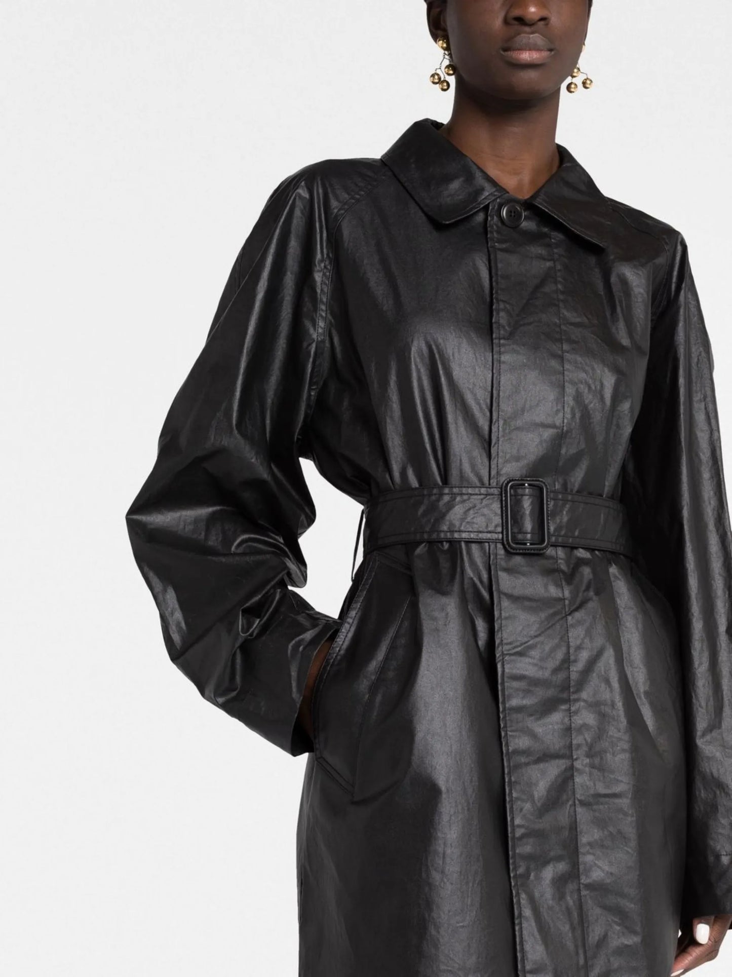 coated-finish trench coat