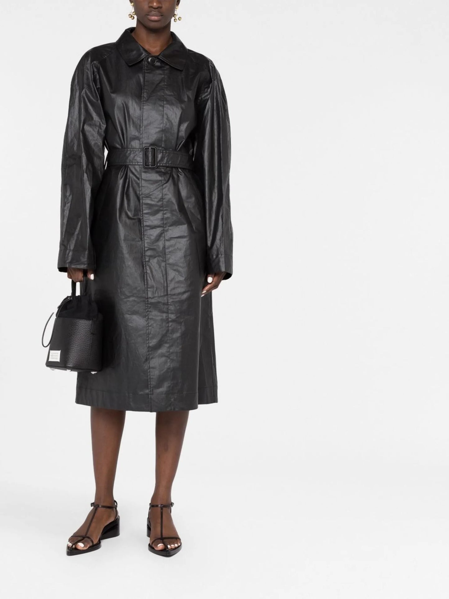coated-finish trench coat