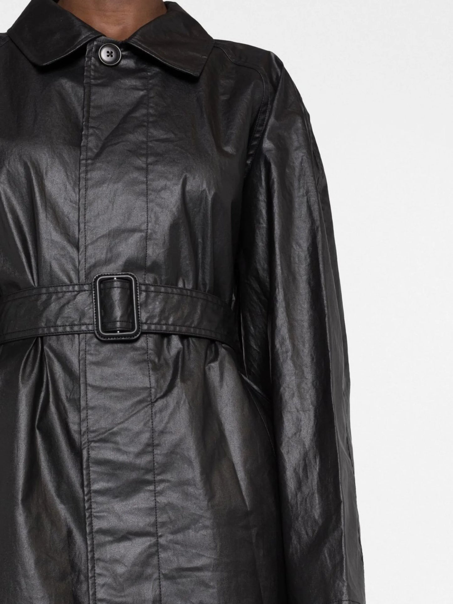 coated-finish trench coat
