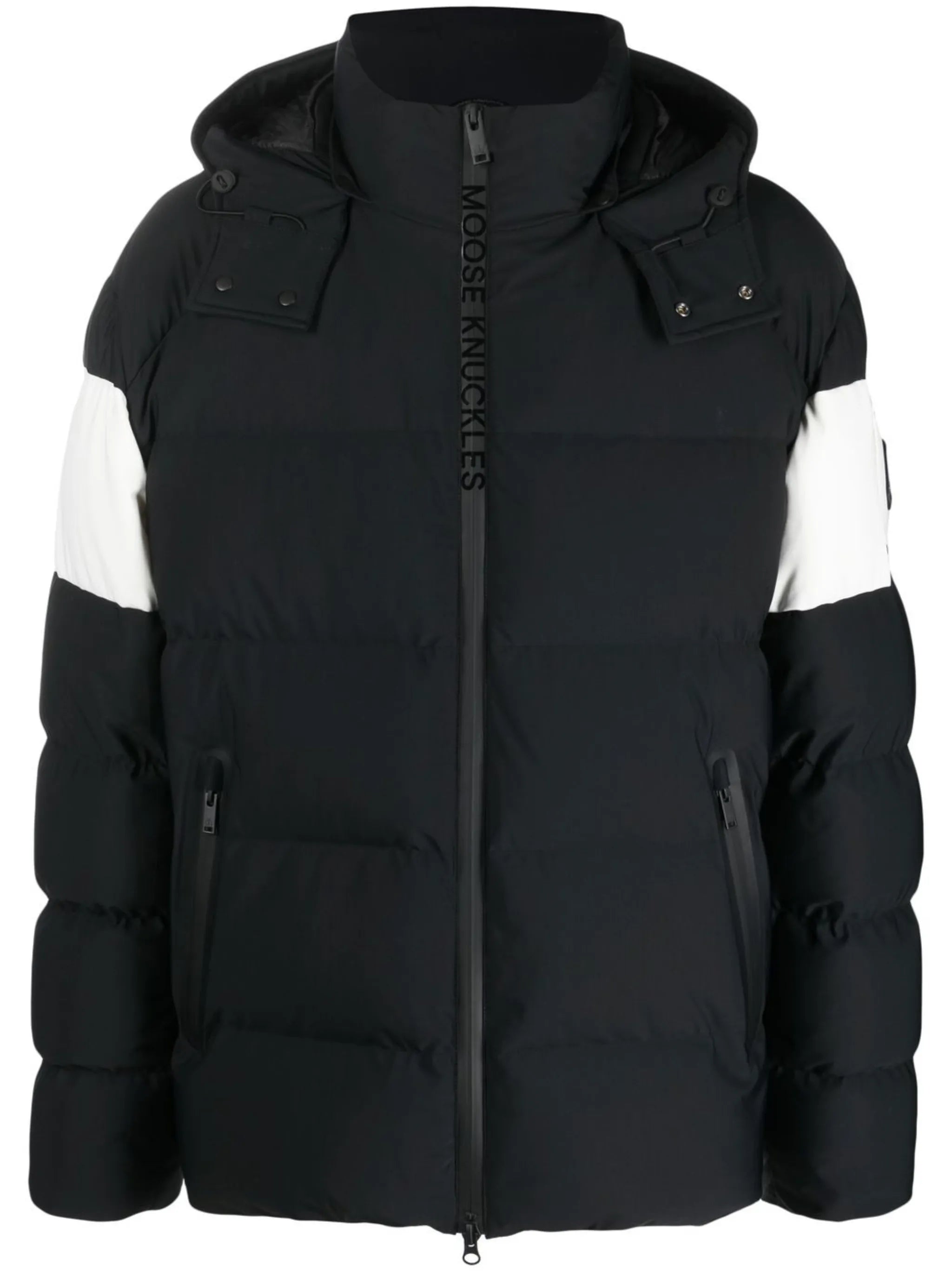 logo-plaque hooded padded jacket