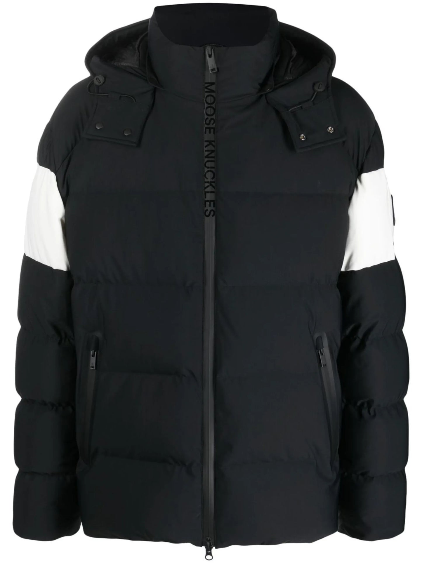 logo-plaque hooded padded jacket