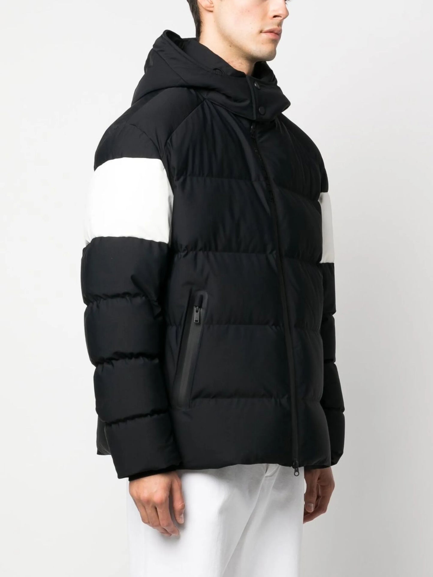 logo-plaque hooded padded jacket