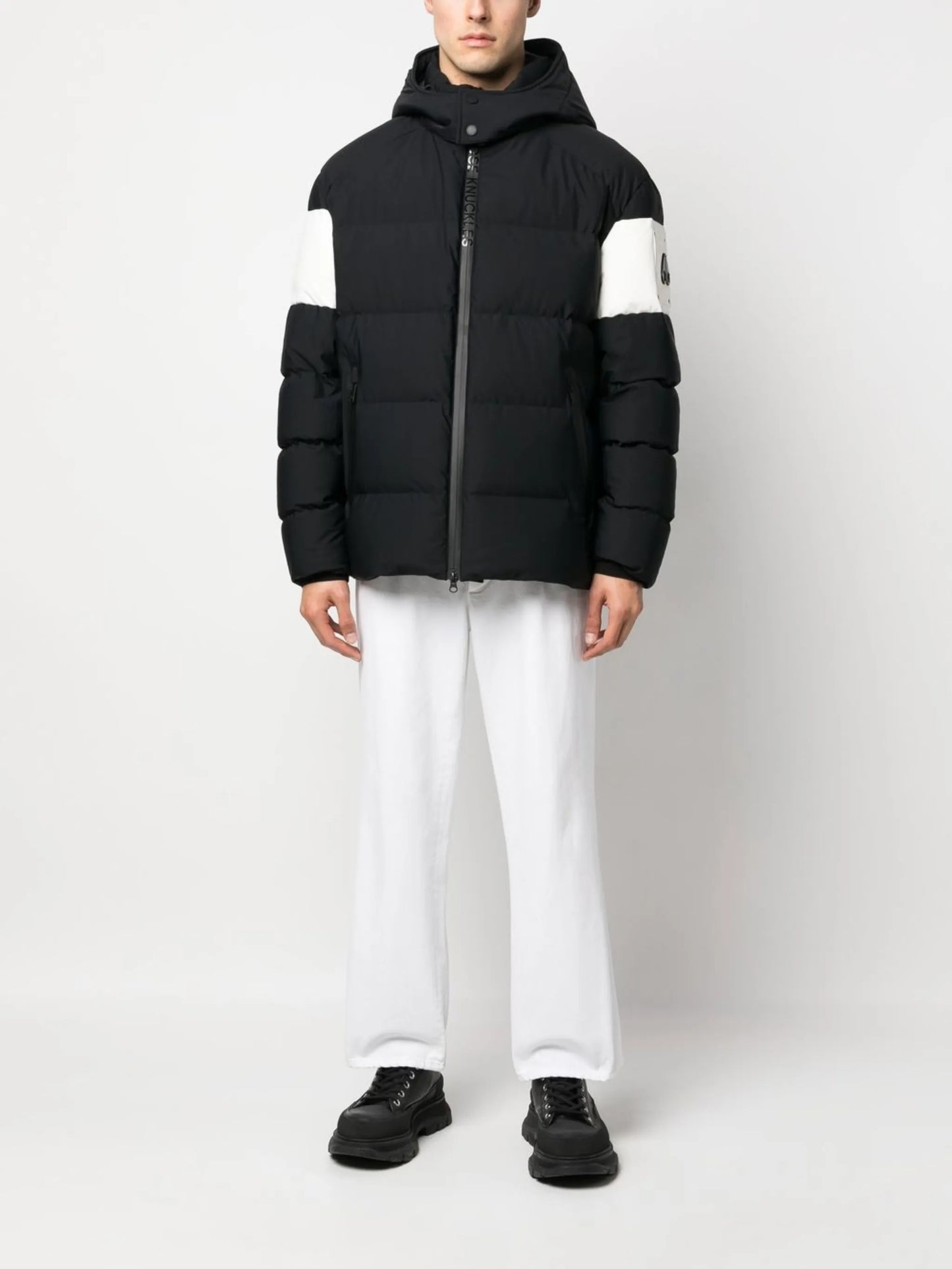 logo-plaque hooded padded jacket