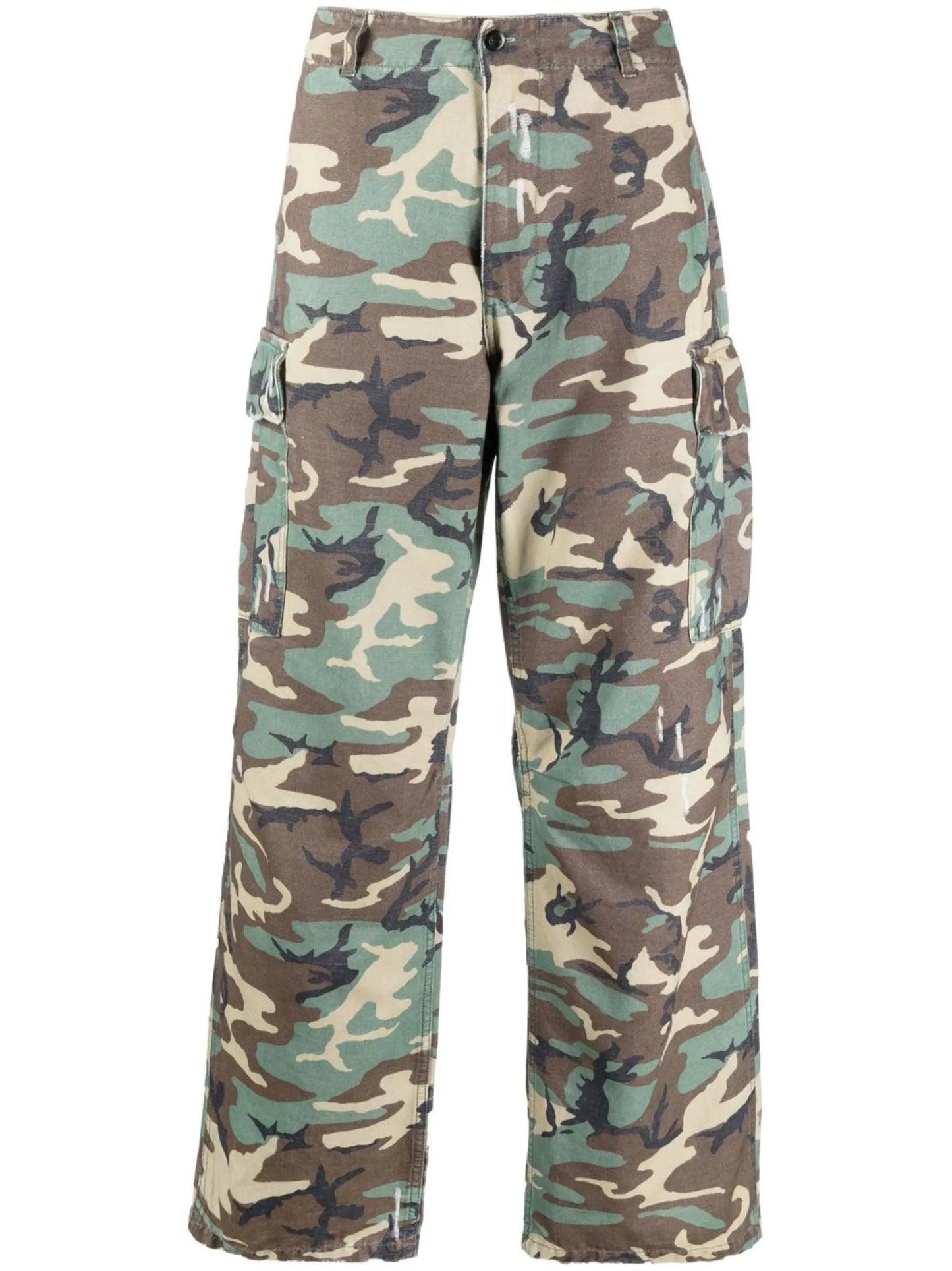 camouflage straight-leg cargo trousers