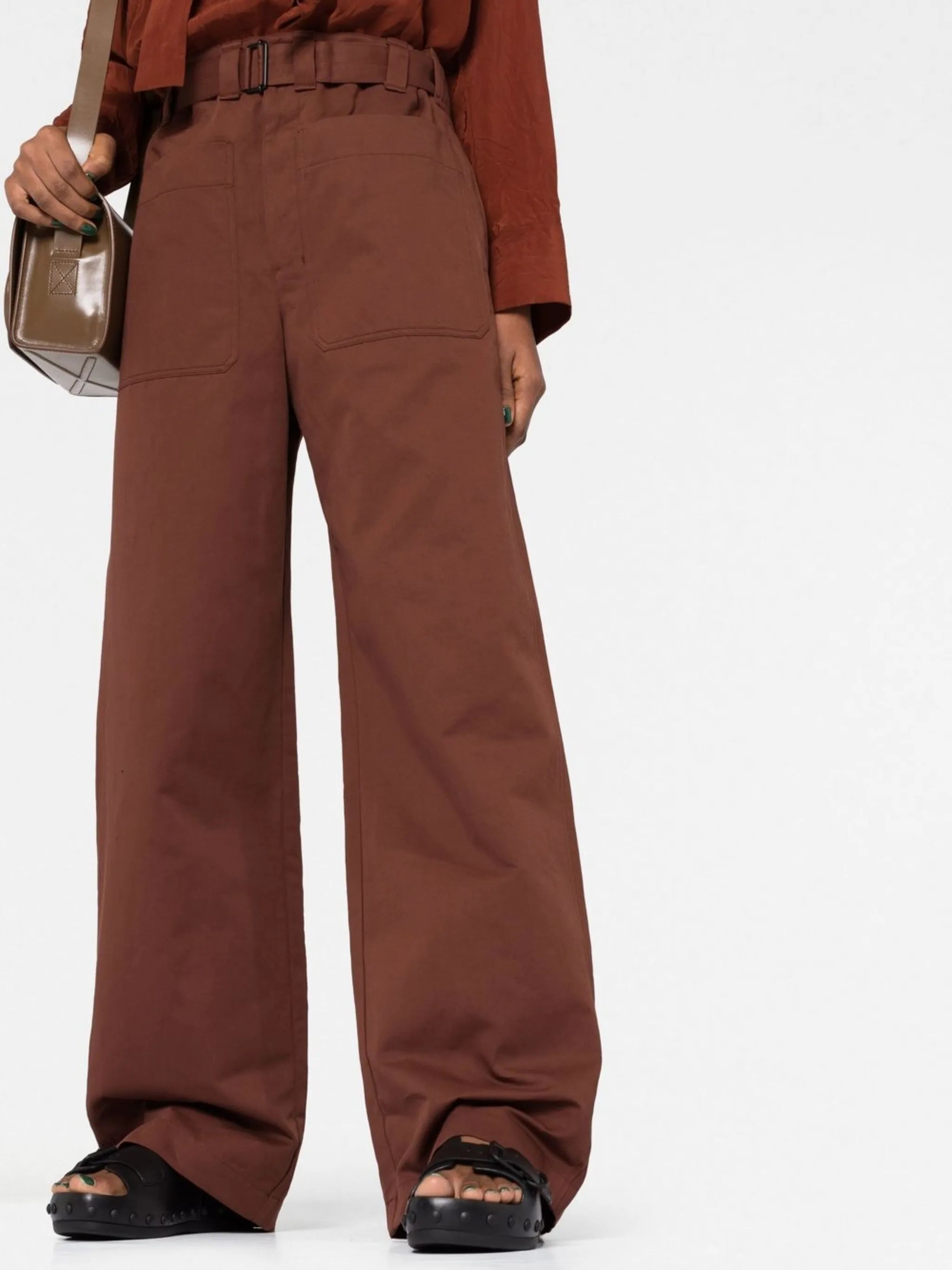 high-waisted wide-leg trousers