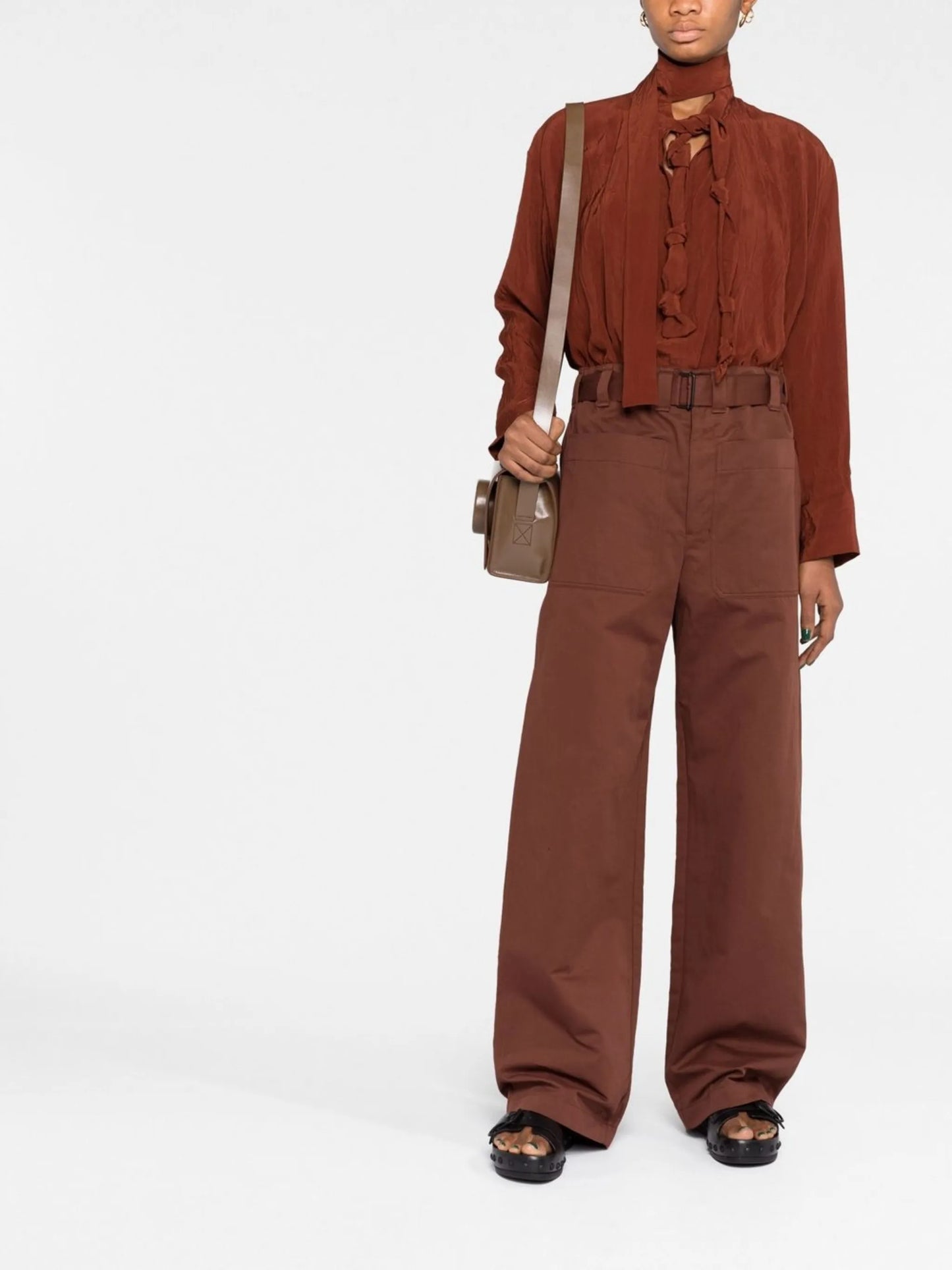 high-waisted wide-leg trousers