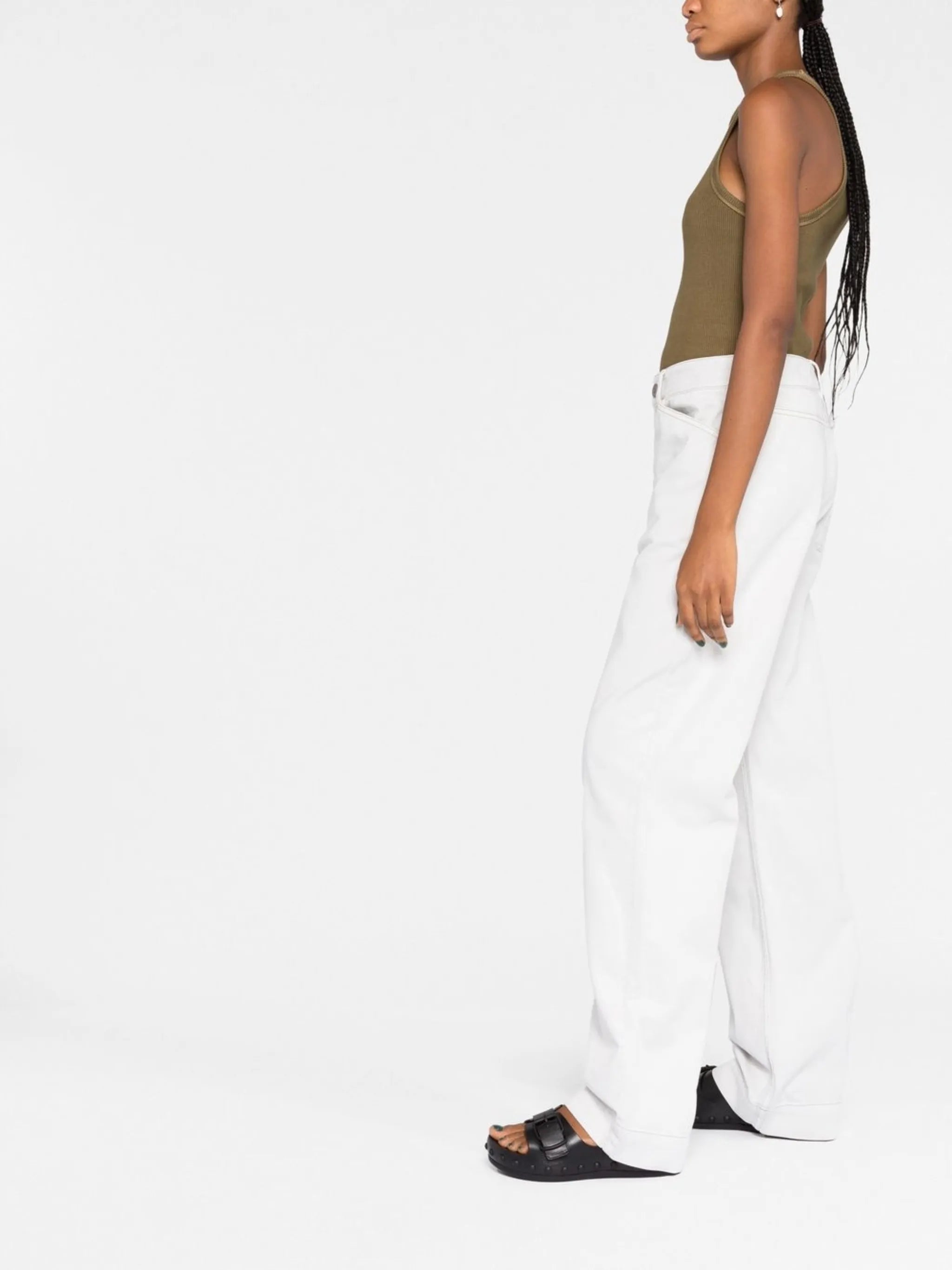 high-waisted wide-leg jeans