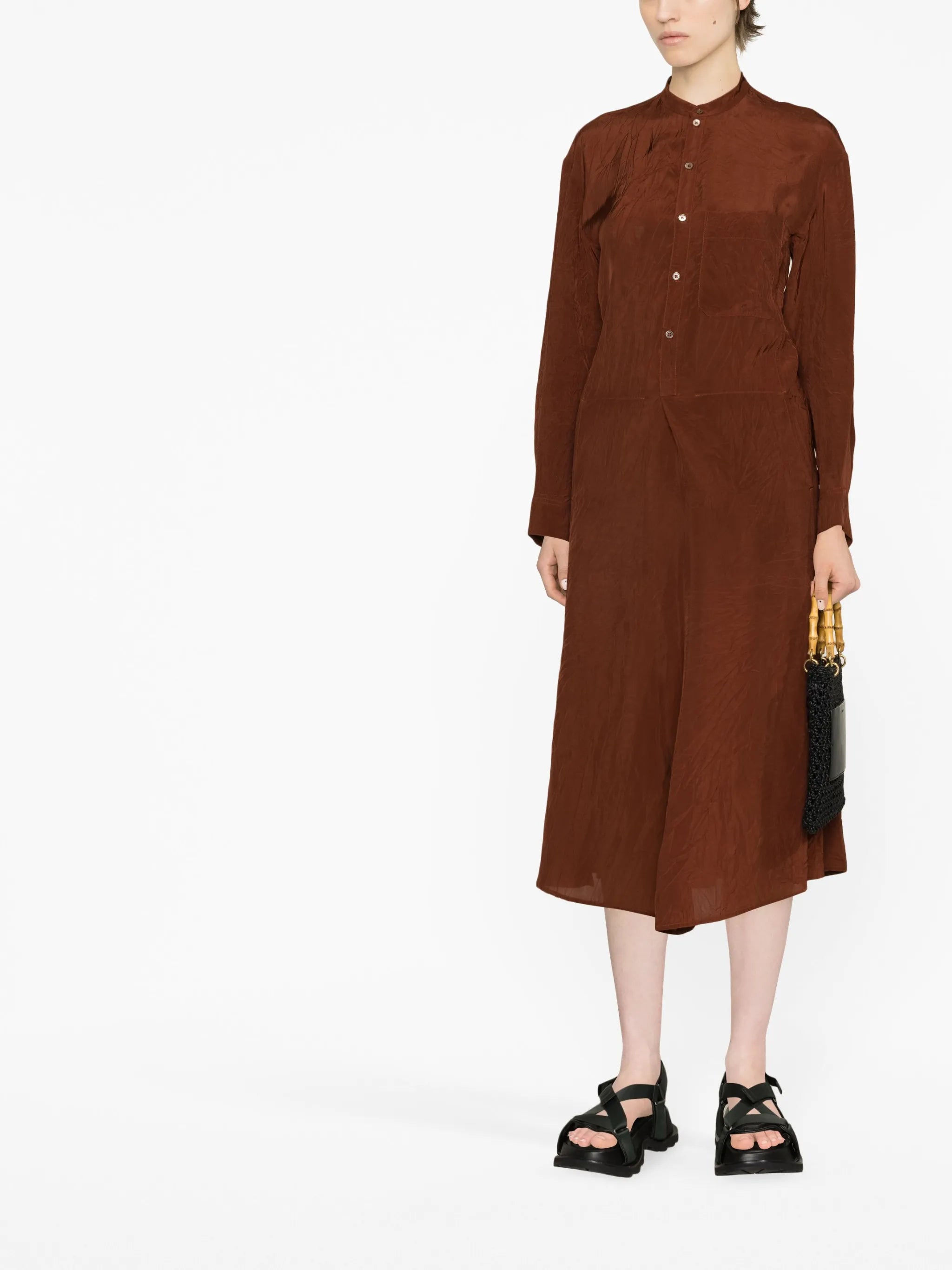 band-collar shirt dress