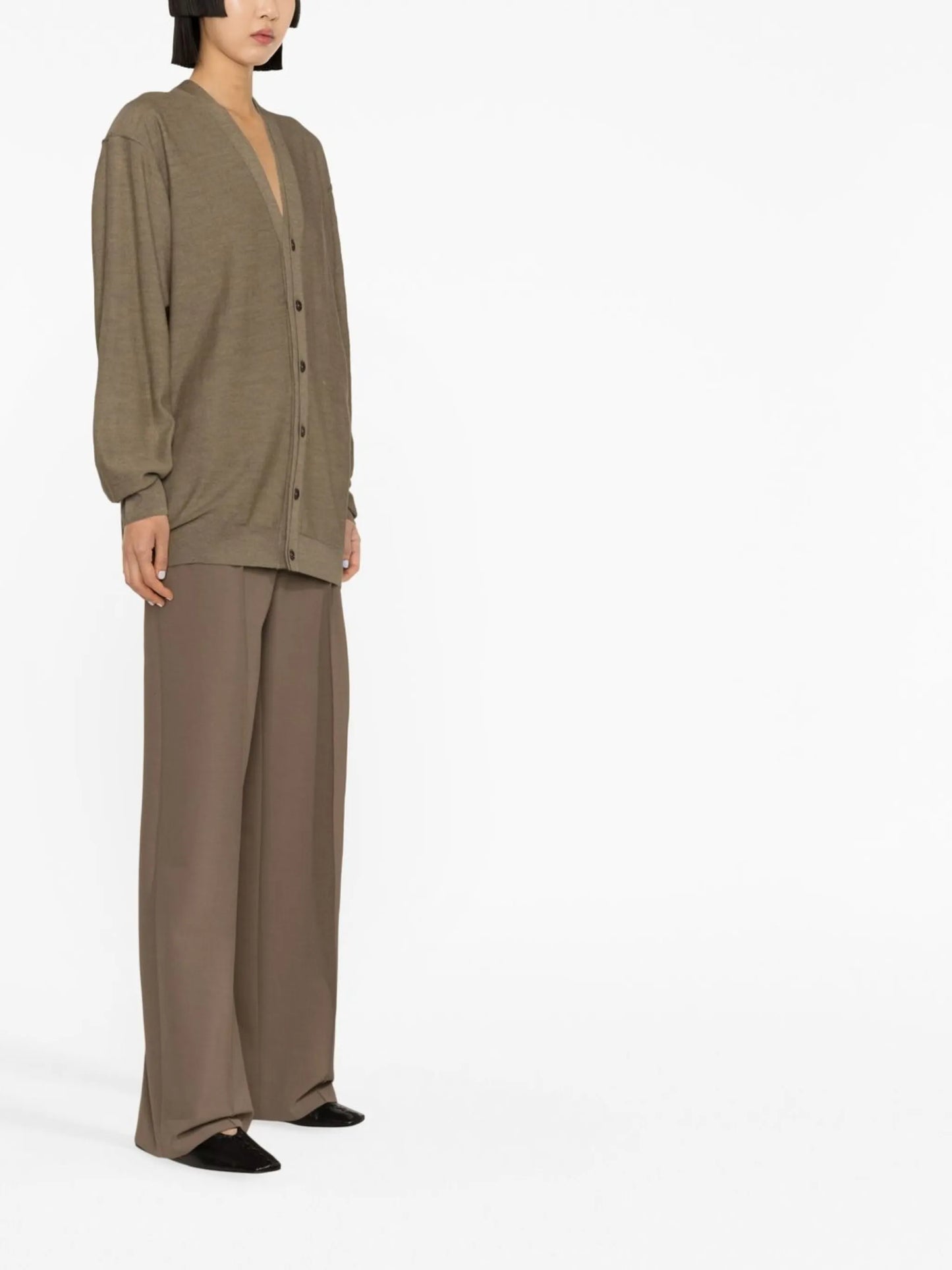 wool-blend V-neck cardigan