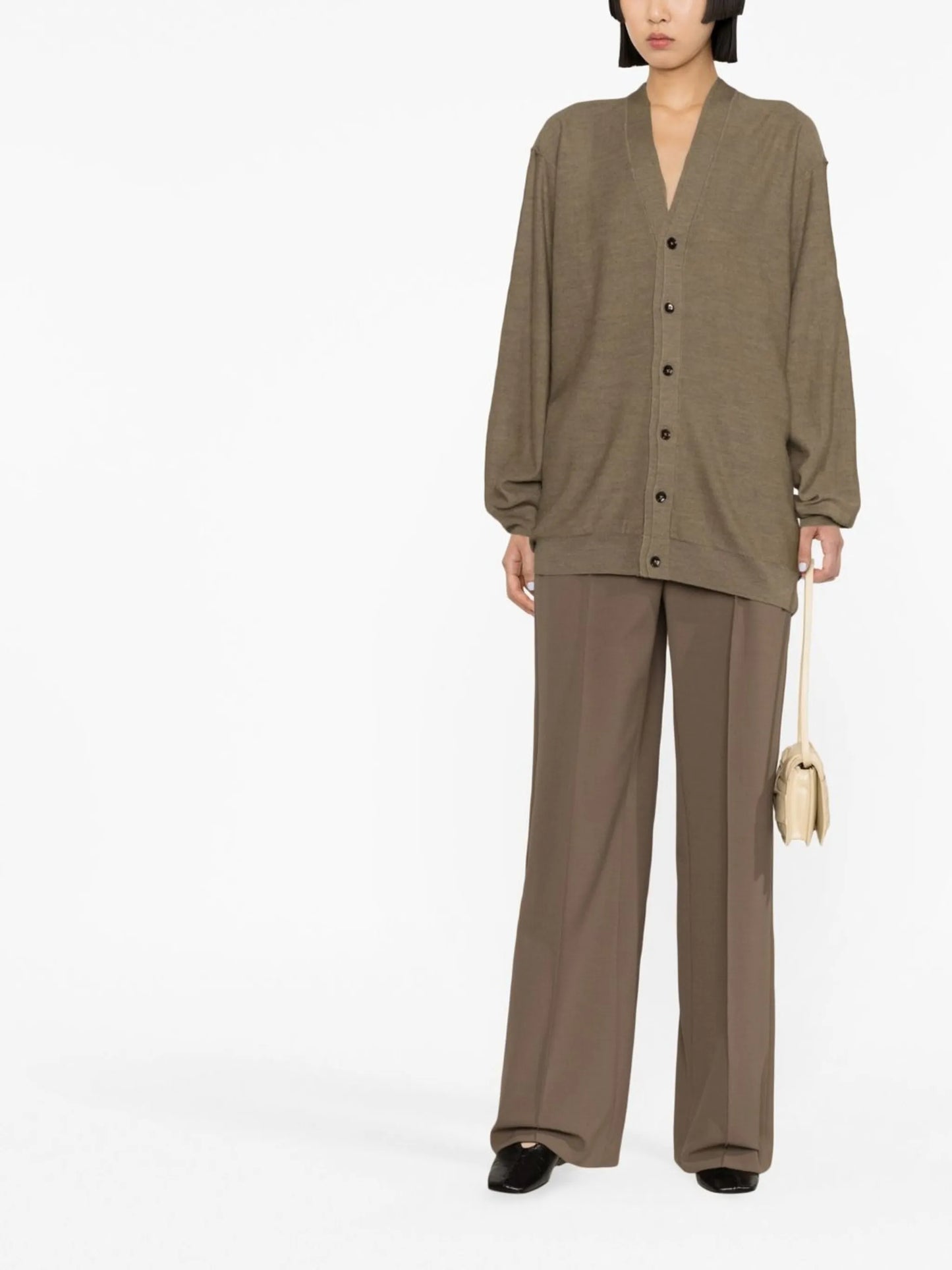 wool-blend V-neck cardigan