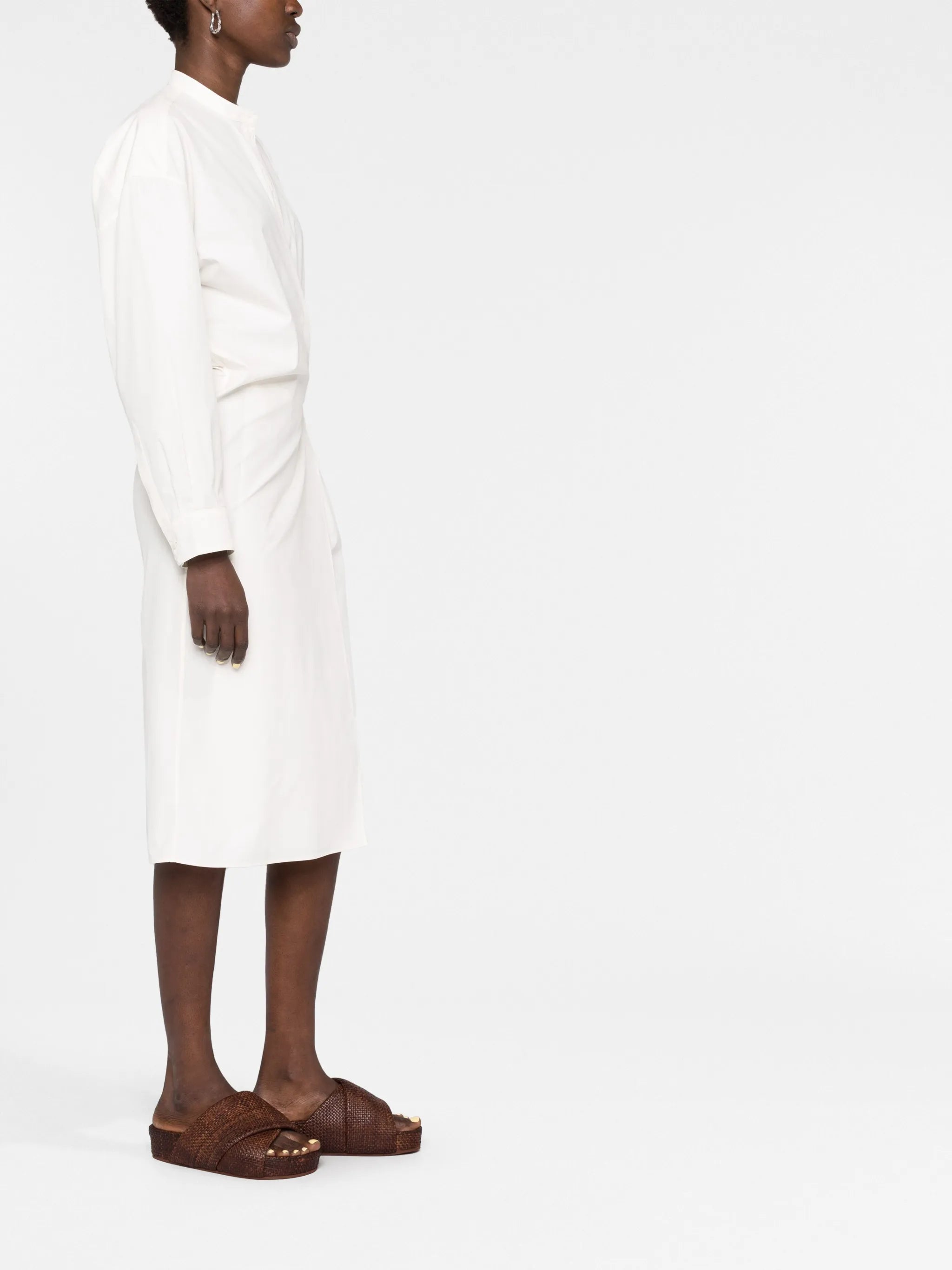 twist-detail midi shirtdress
