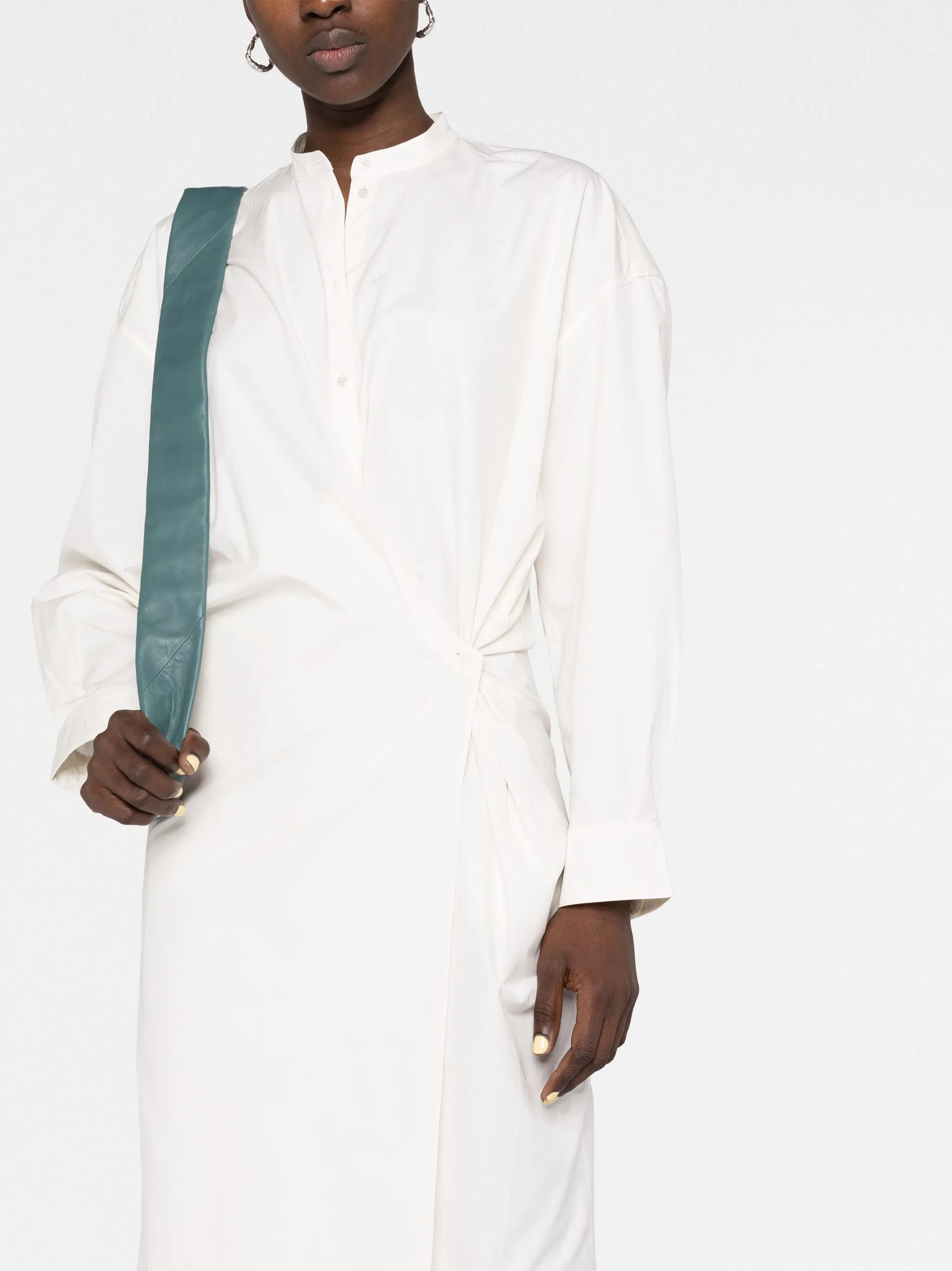 twist-detail midi shirtdress