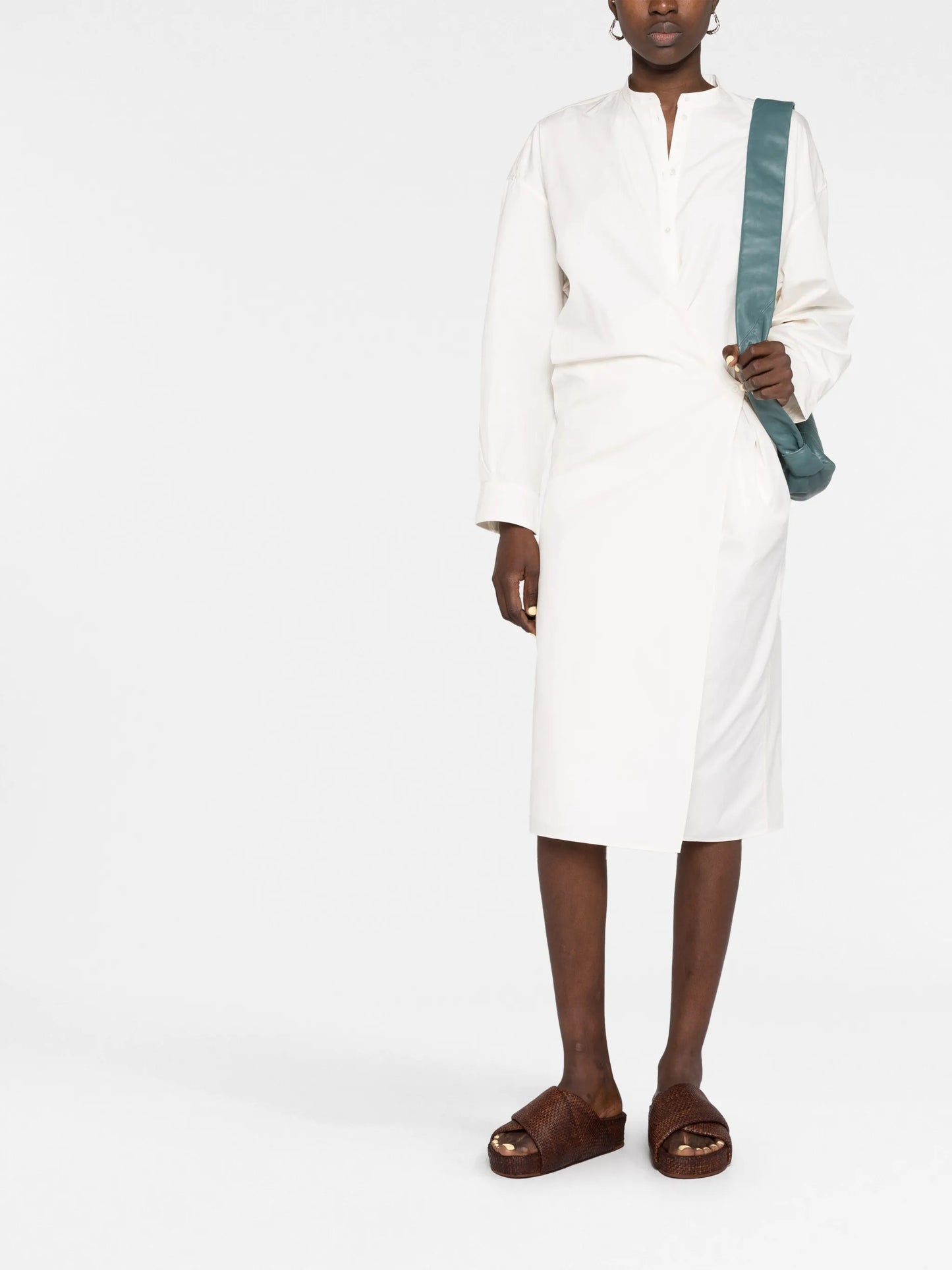 twist-detail midi shirtdress
