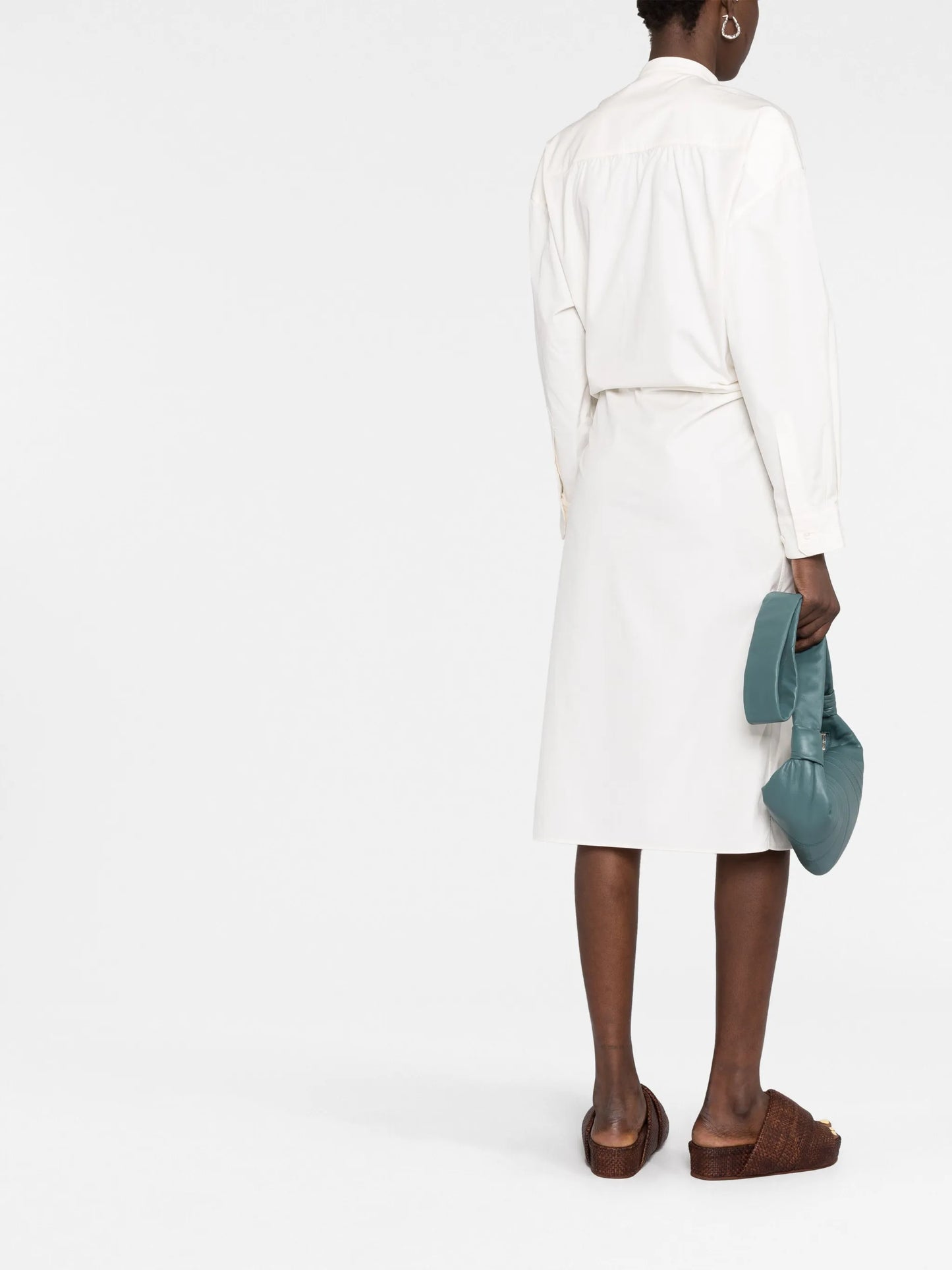 twist-detail midi shirtdress