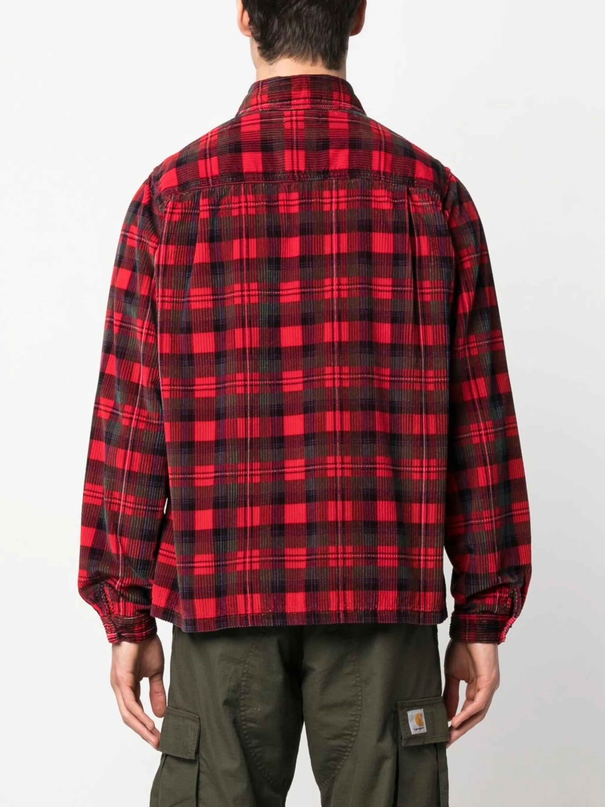 long-sleeve corduroy checked shirt