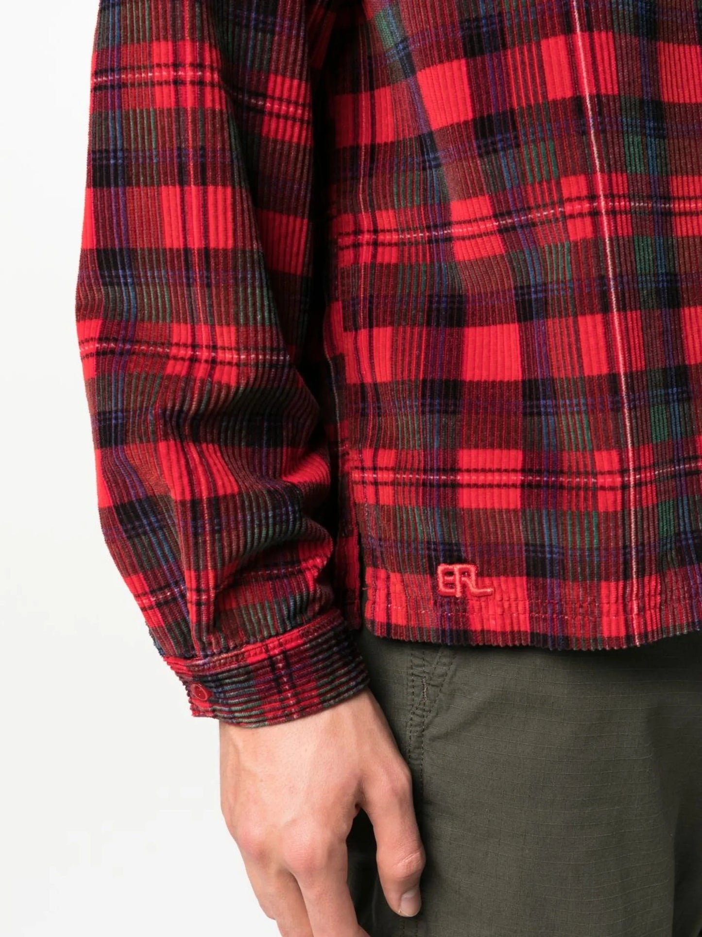 long-sleeve corduroy checked shirt