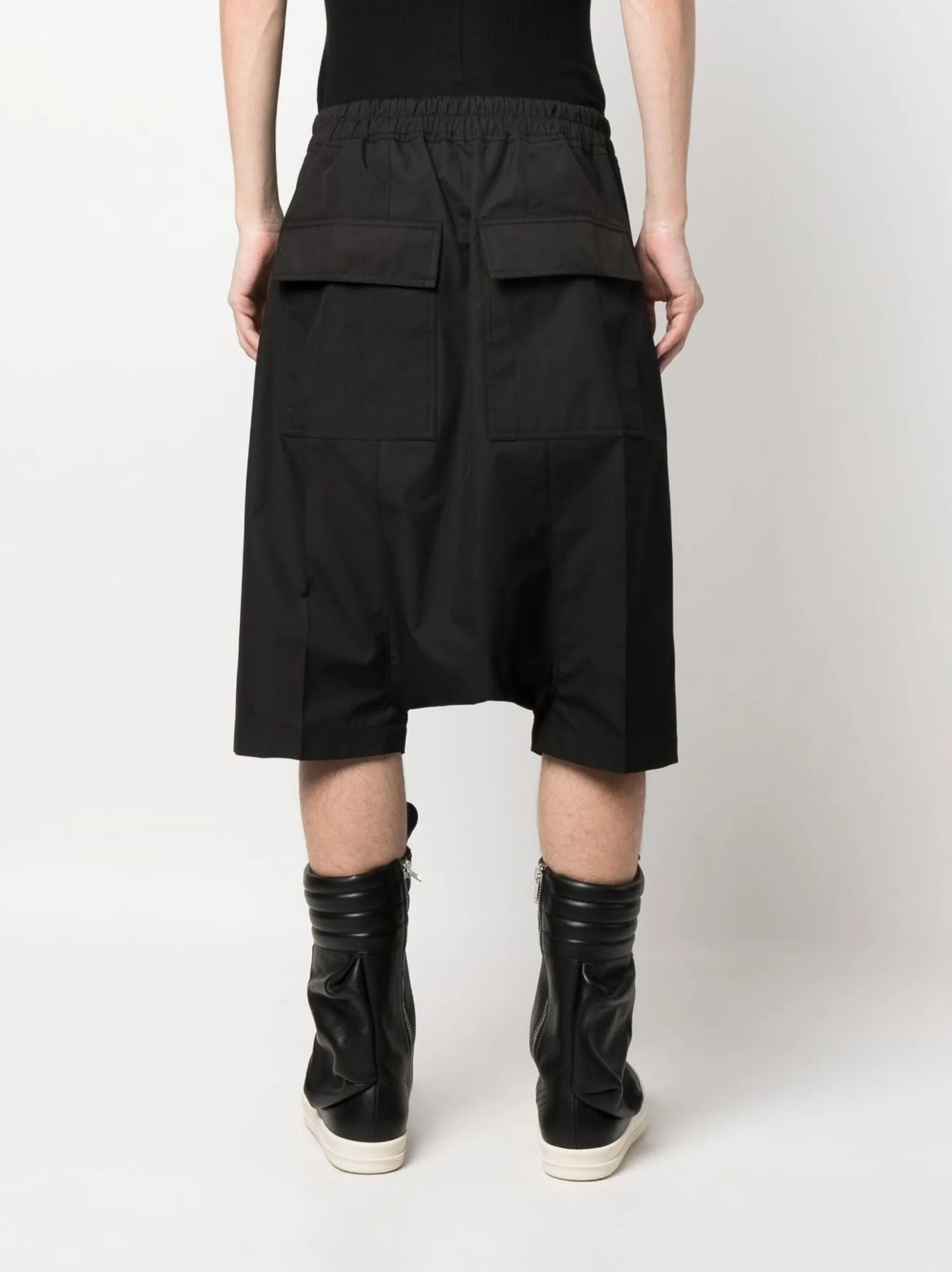 knee-length drop-crotch shorts