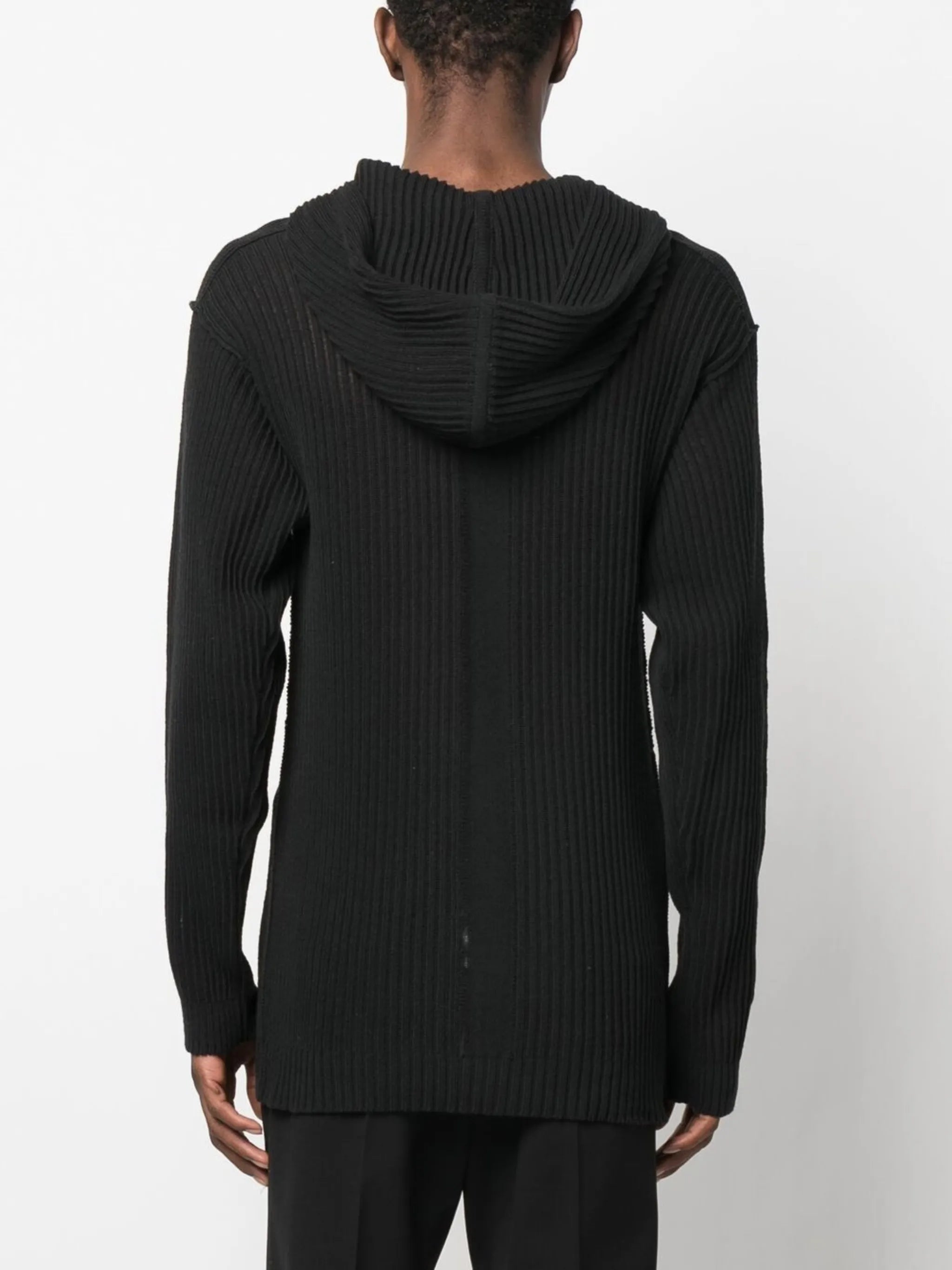 rib-knit cotton hoodie