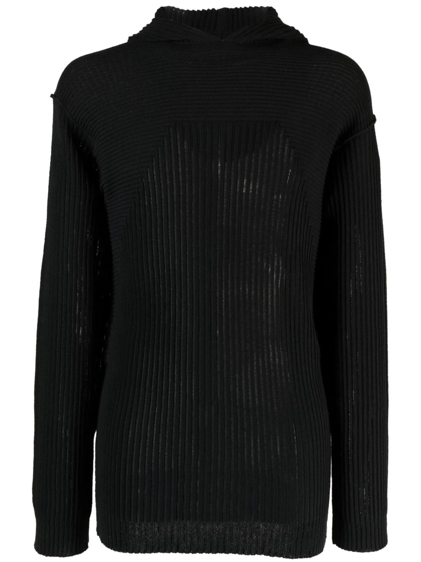 rib-knit cotton hoodie