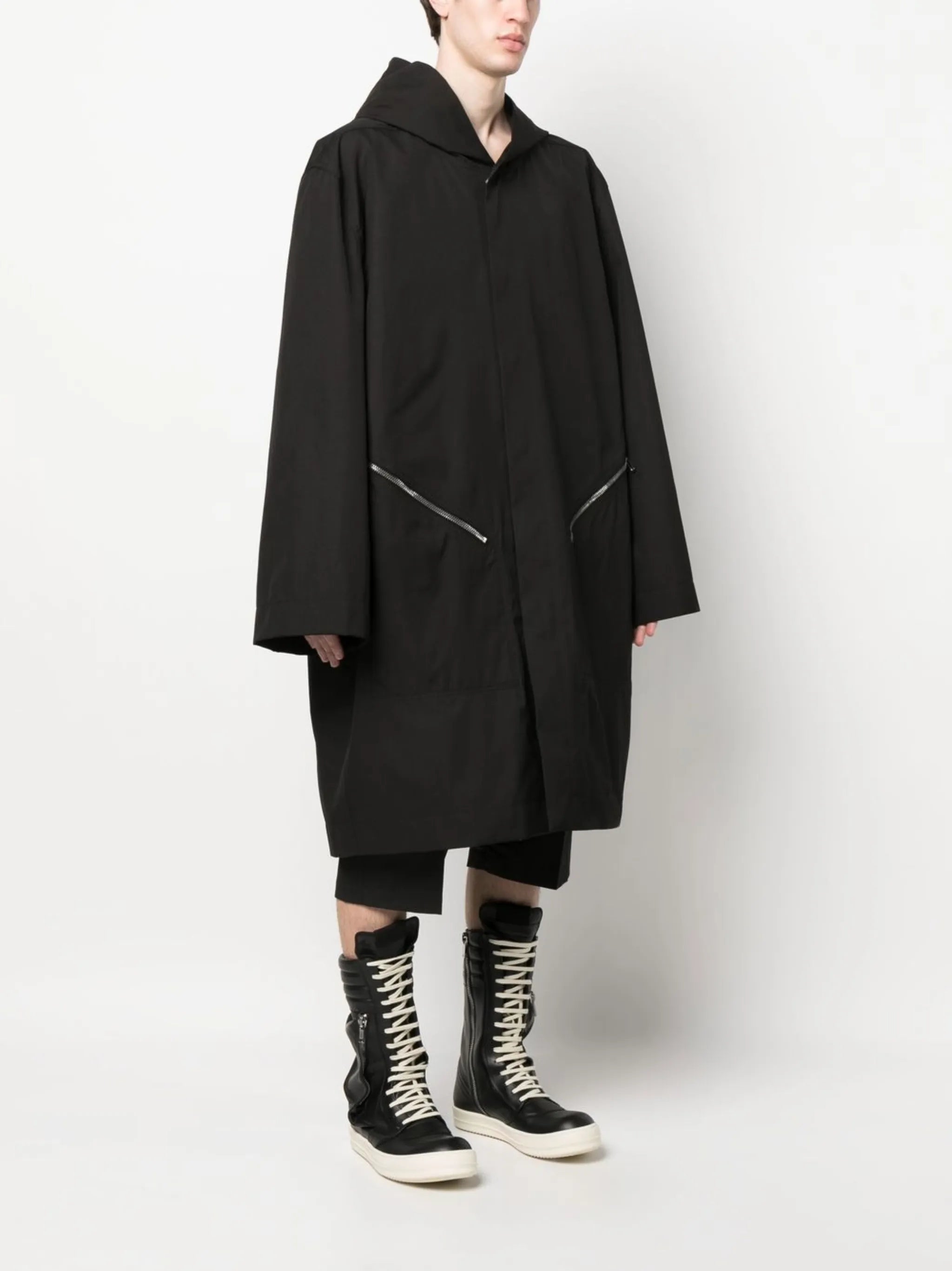 hooded oversized raincoat