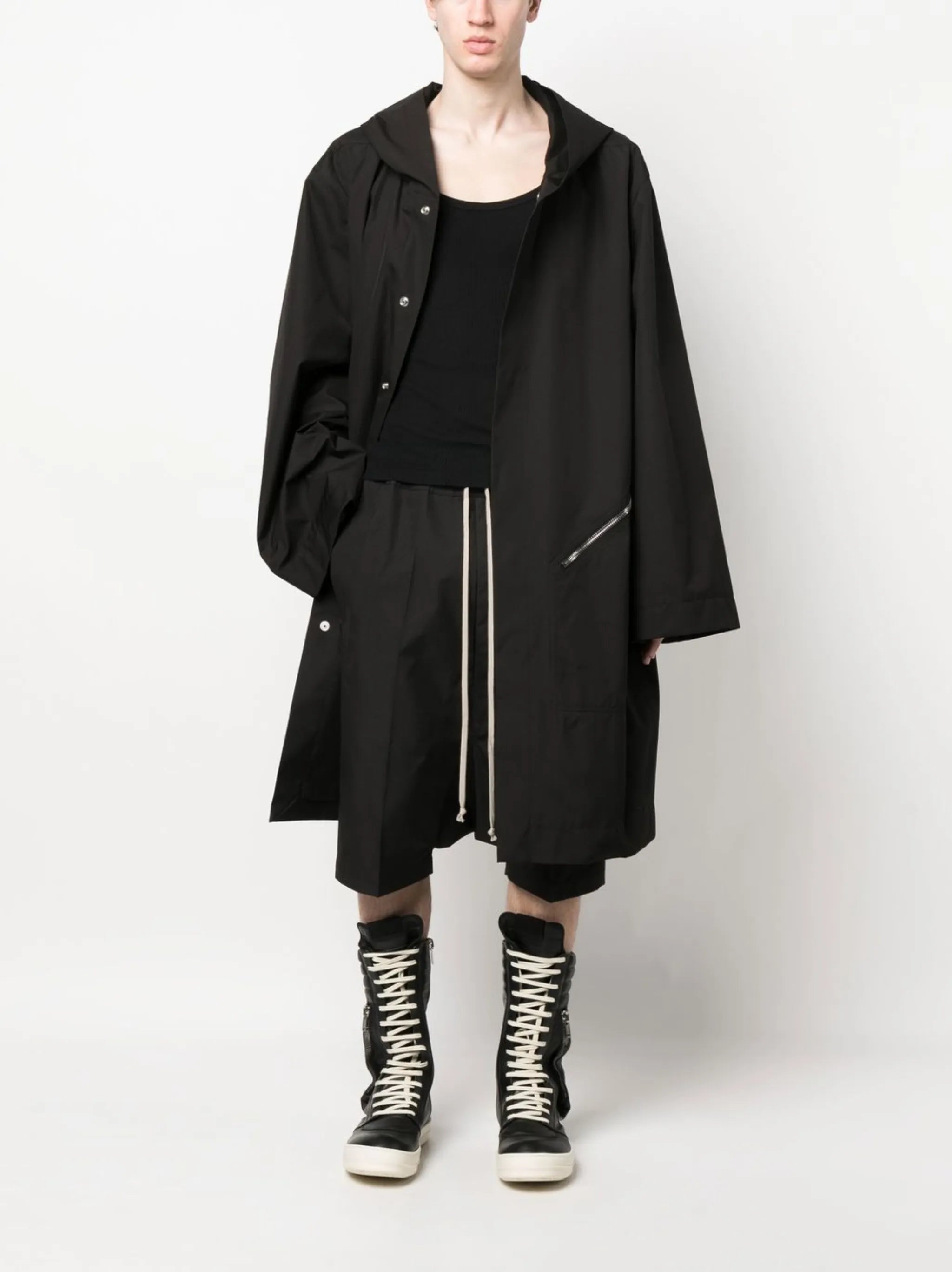 hooded oversized raincoat