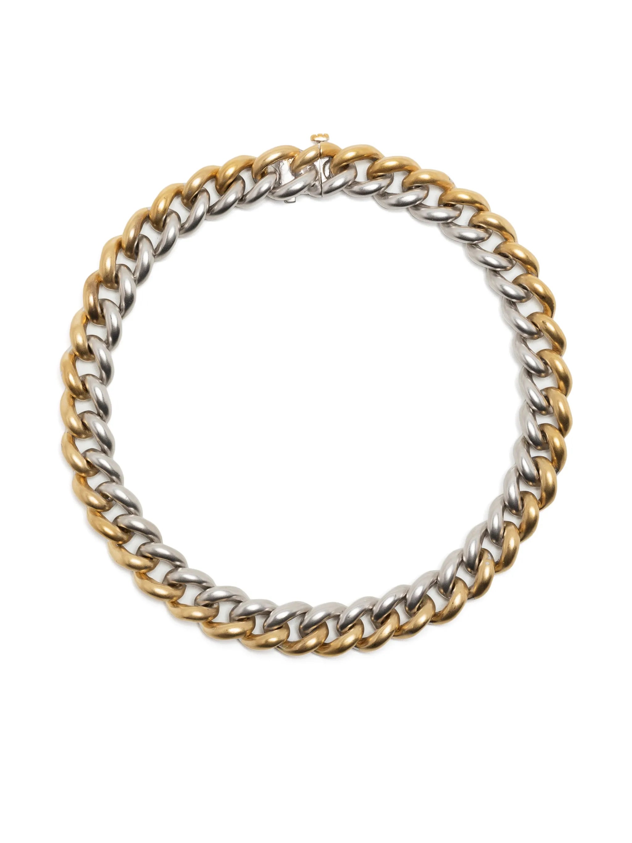 18K yellow and white gold medium two-tone link bracelet