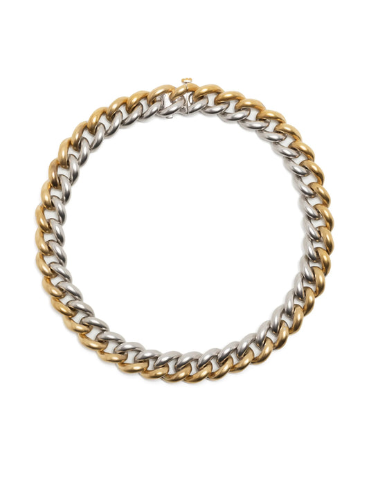 18K yellow and white gold medium two-tone link bracelet