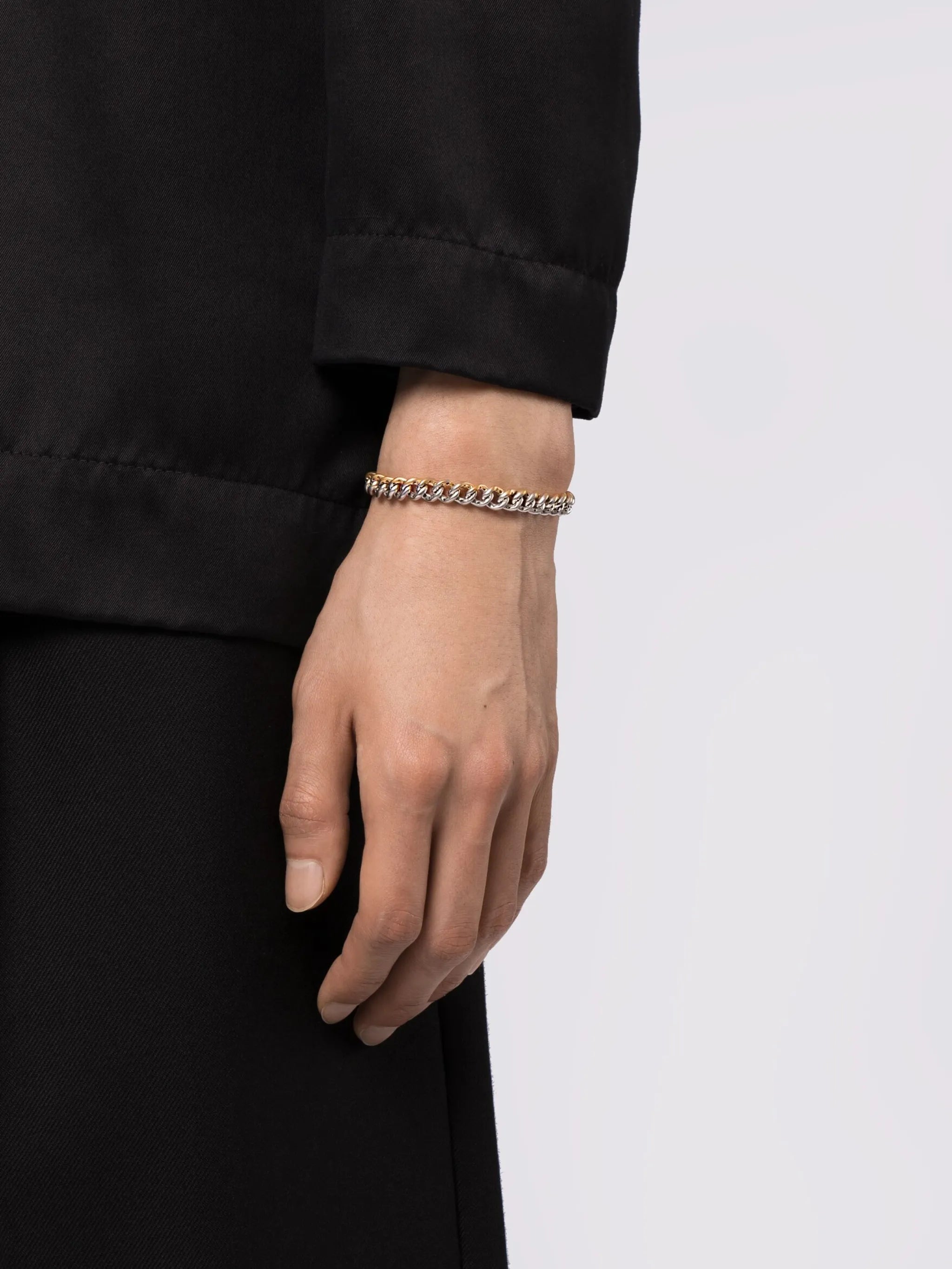 18K yellow and white gold medium two-tone link bracelet