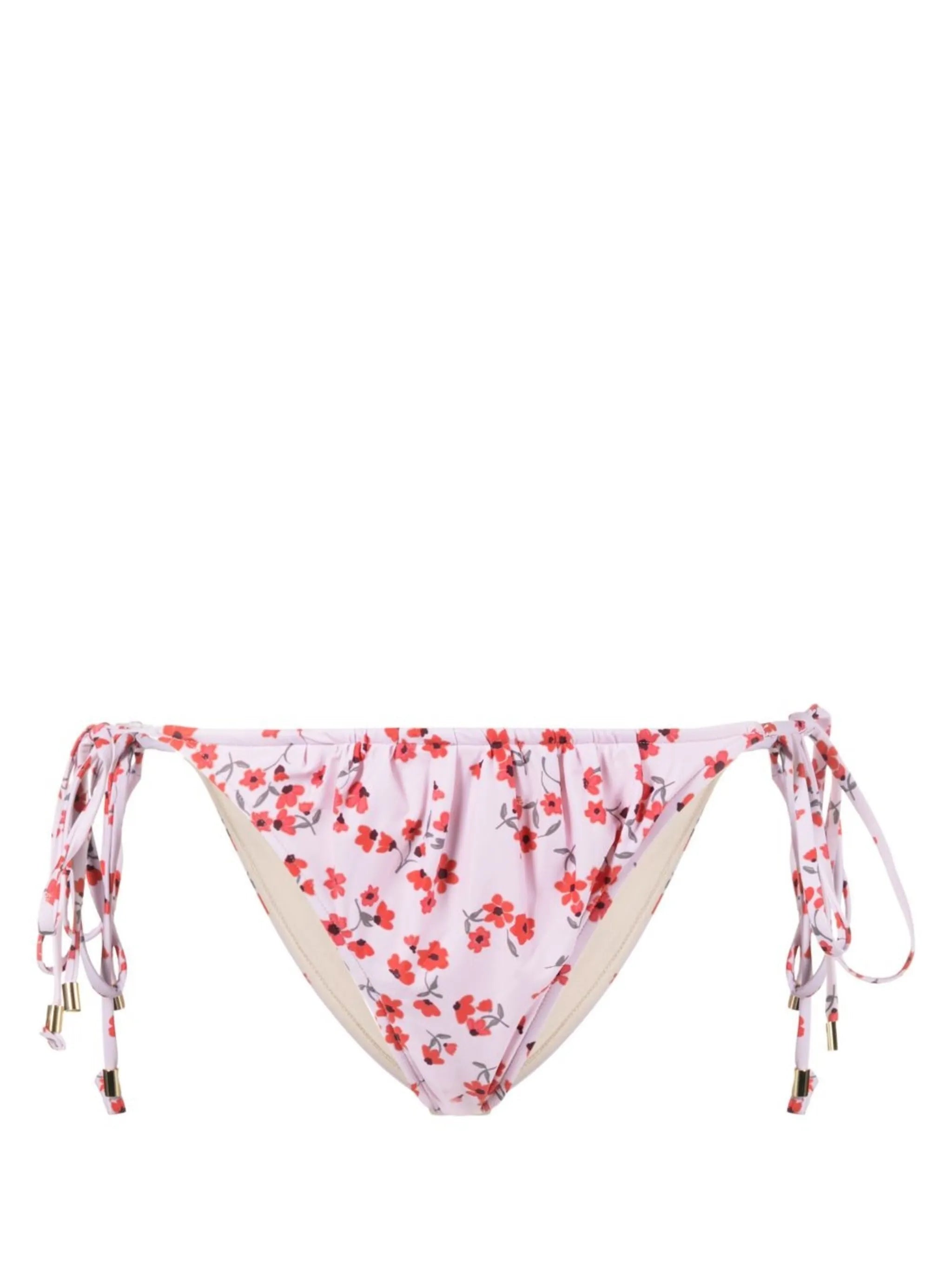 floral-print side-tie bikini bottoms
