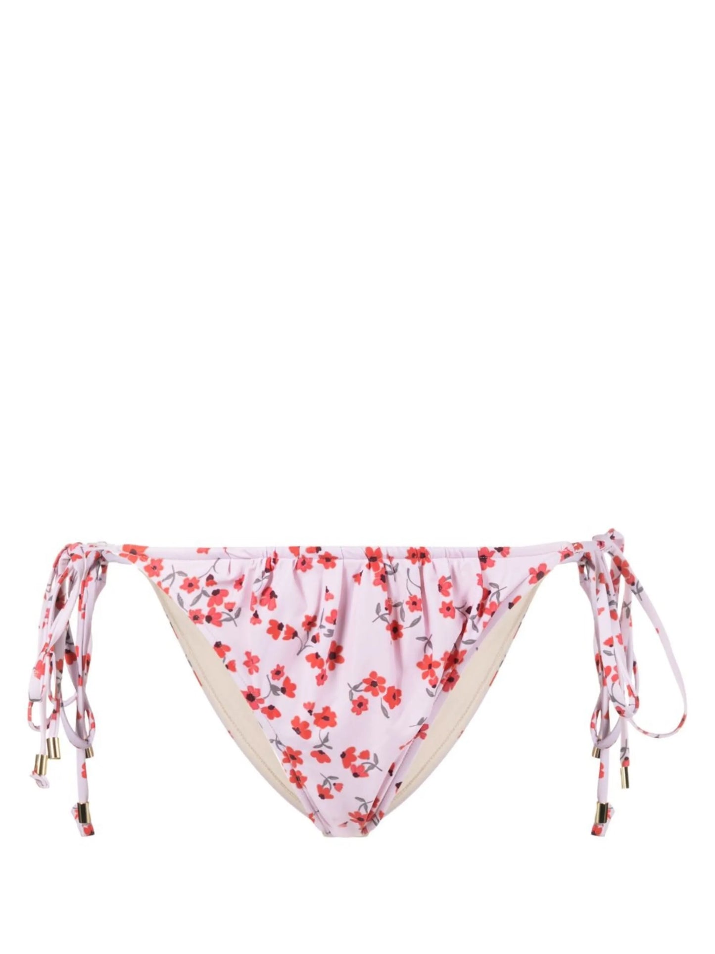 floral-print side-tie bikini bottoms