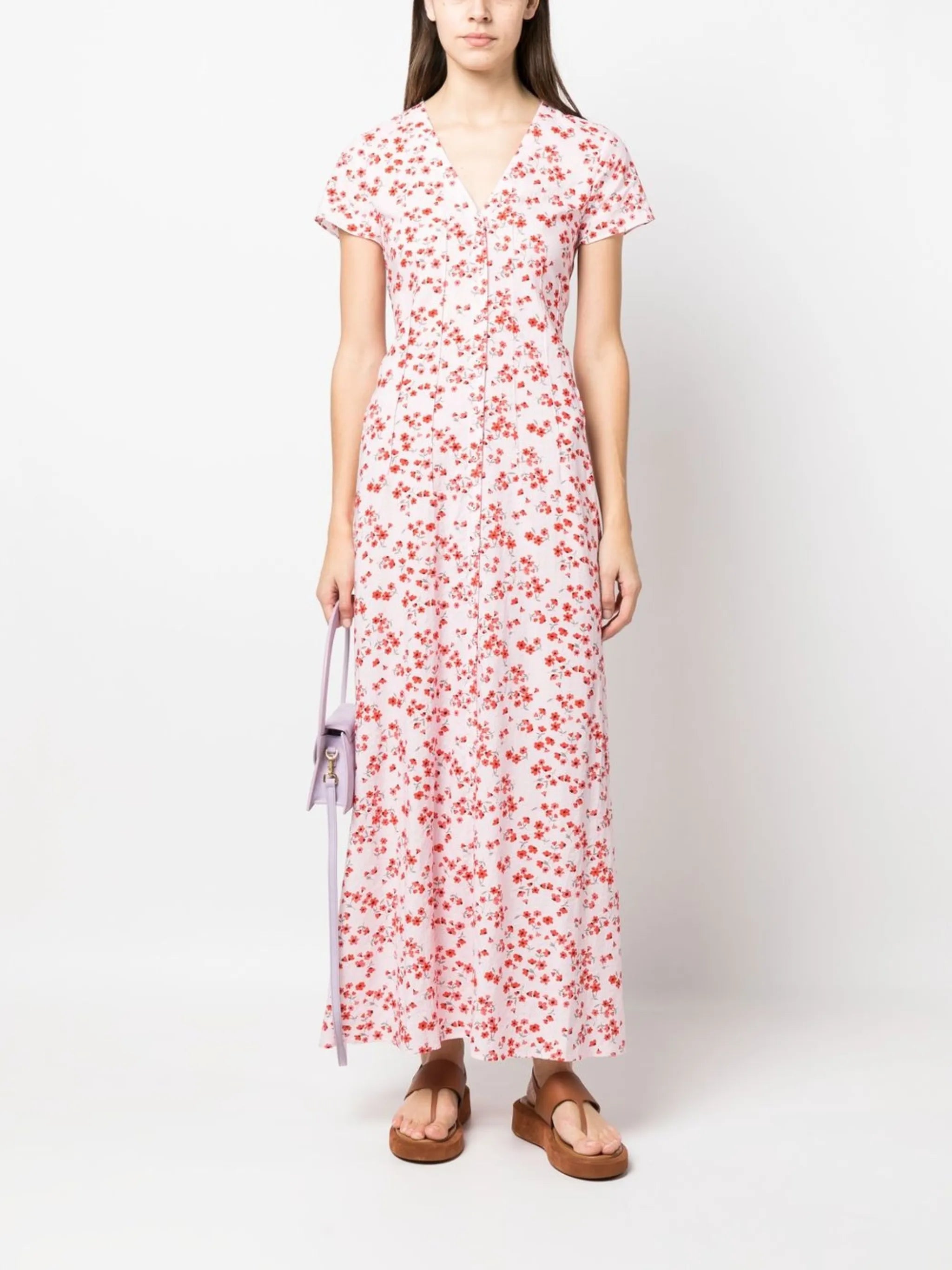 floral-print V-neck maxi dress