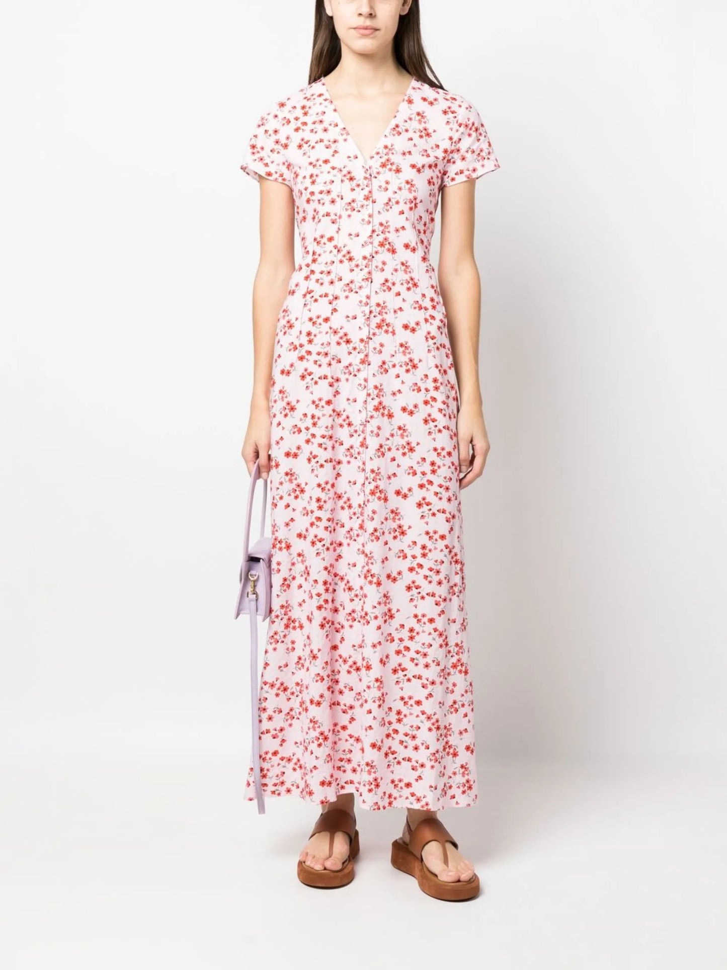floral-print V-neck maxi dress