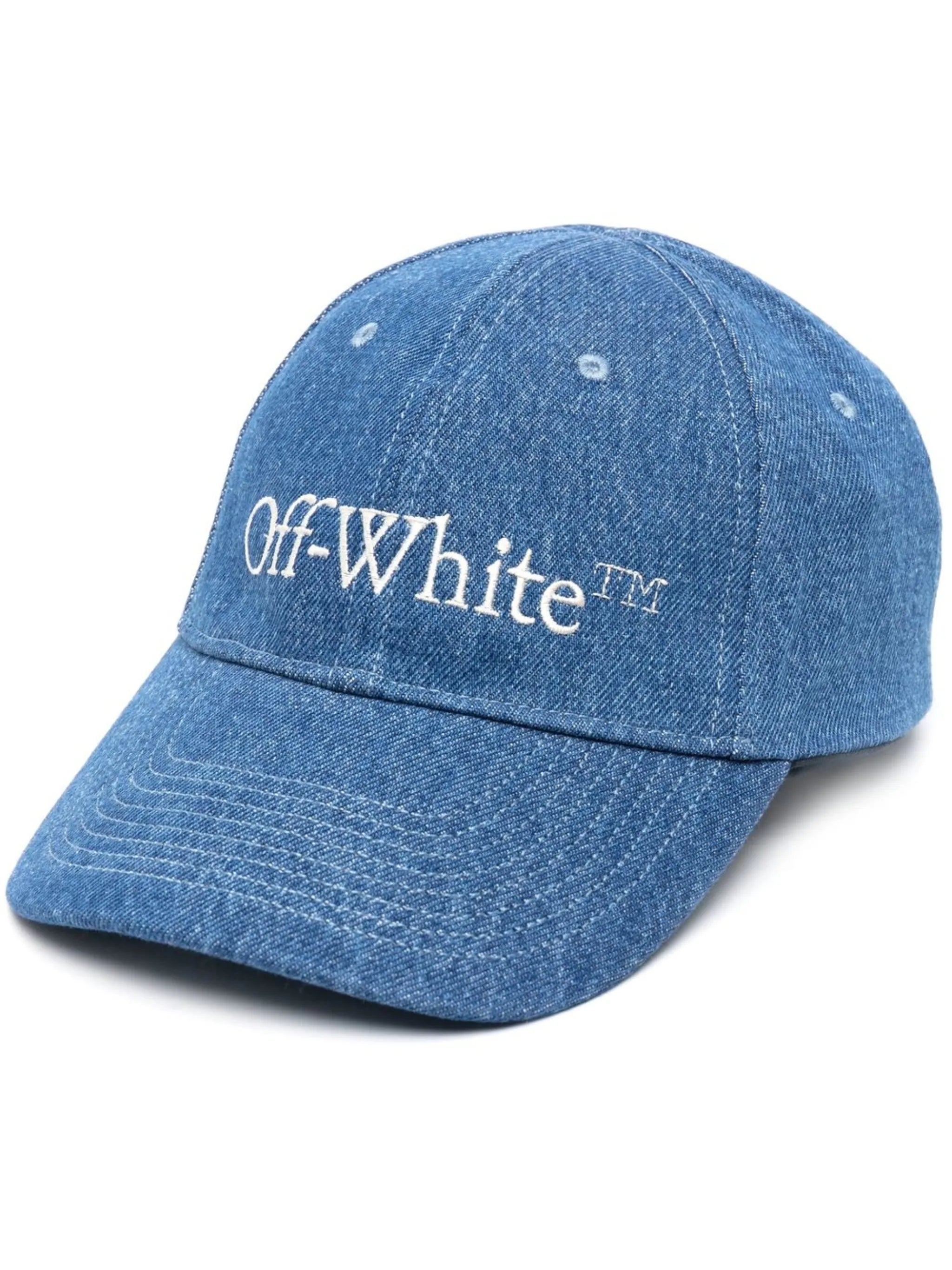 embroidered-logo denim cap