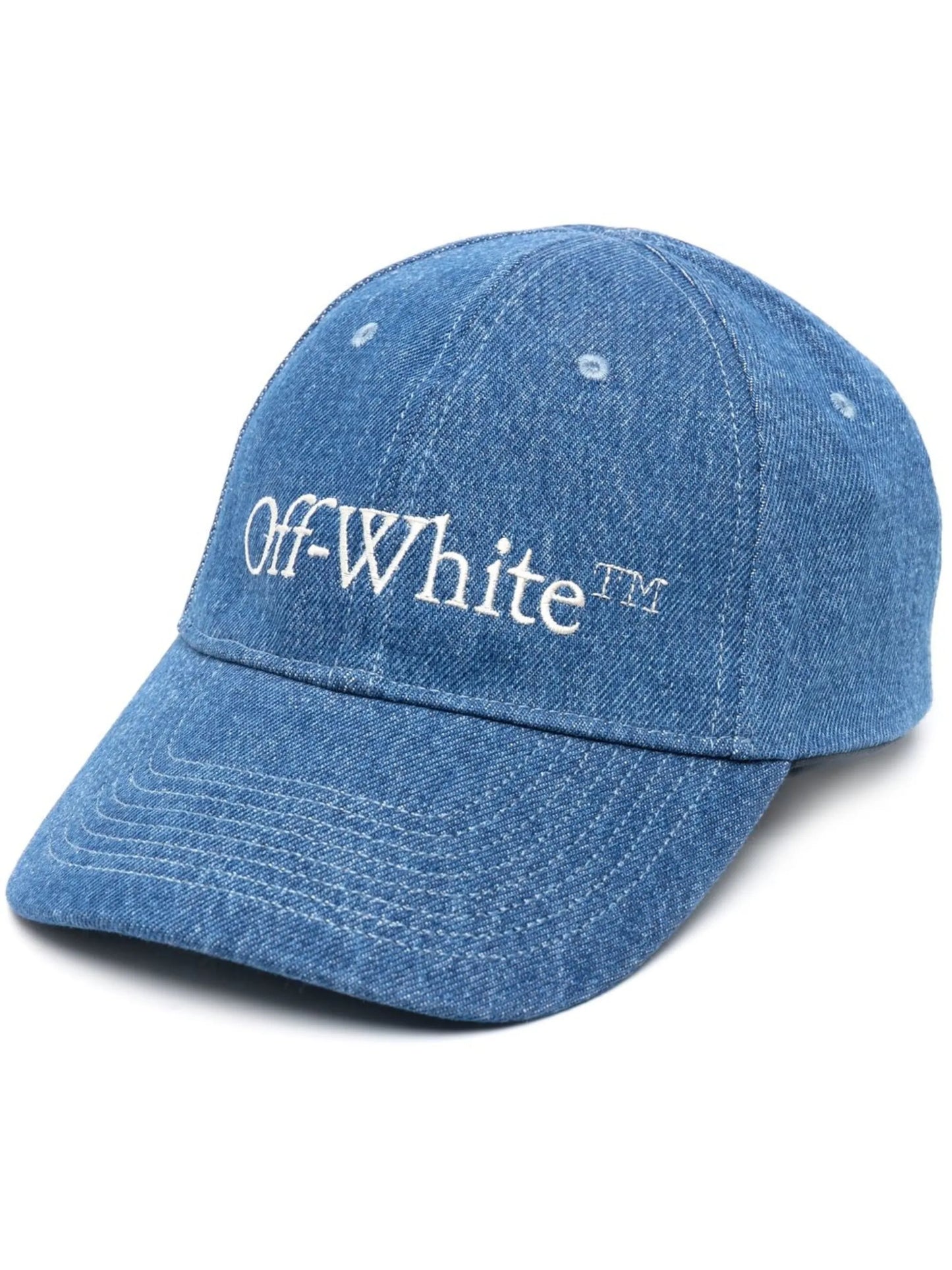embroidered-logo denim cap