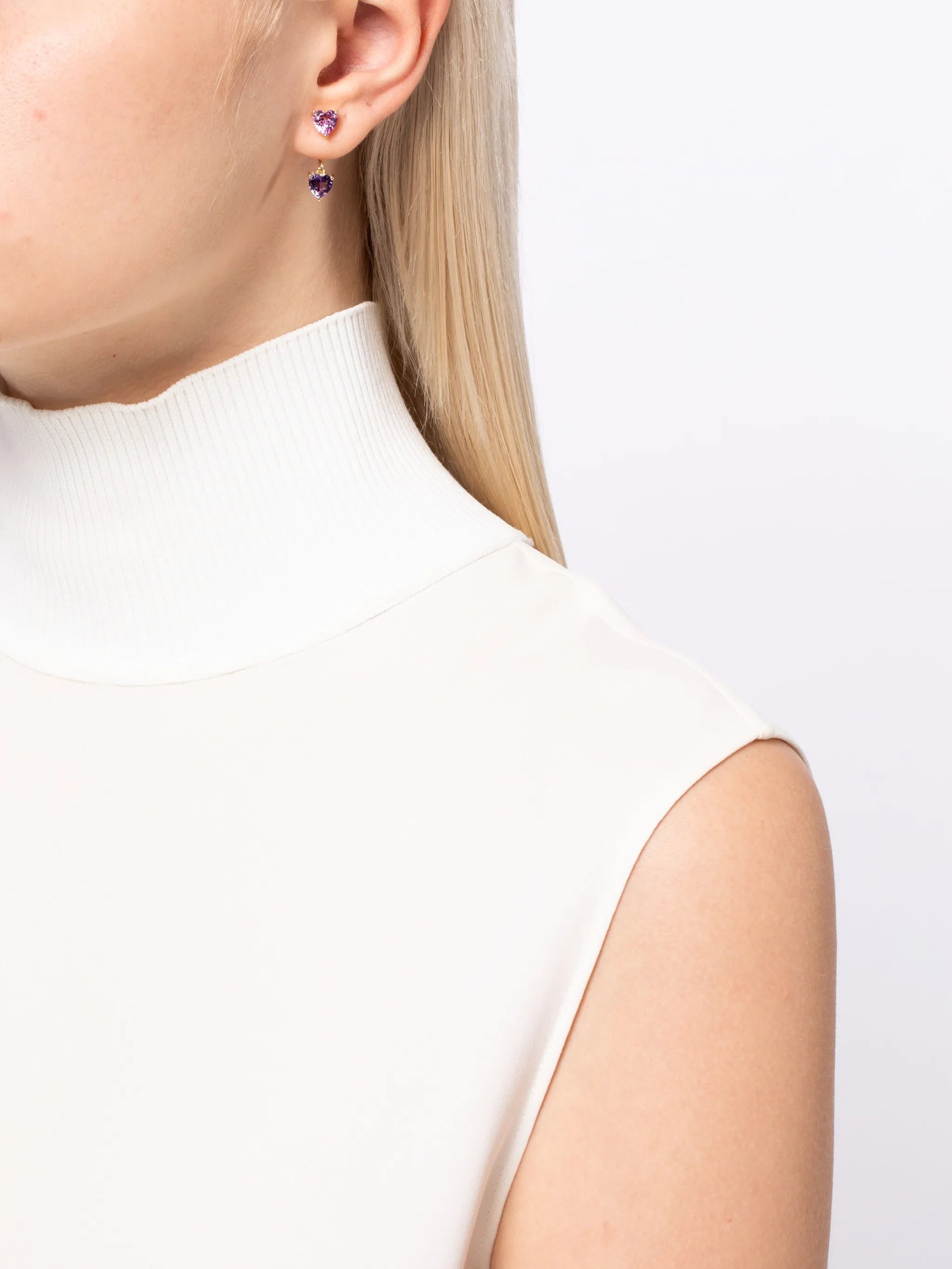 9kt yellow gold Multi Coeurs drop earrings