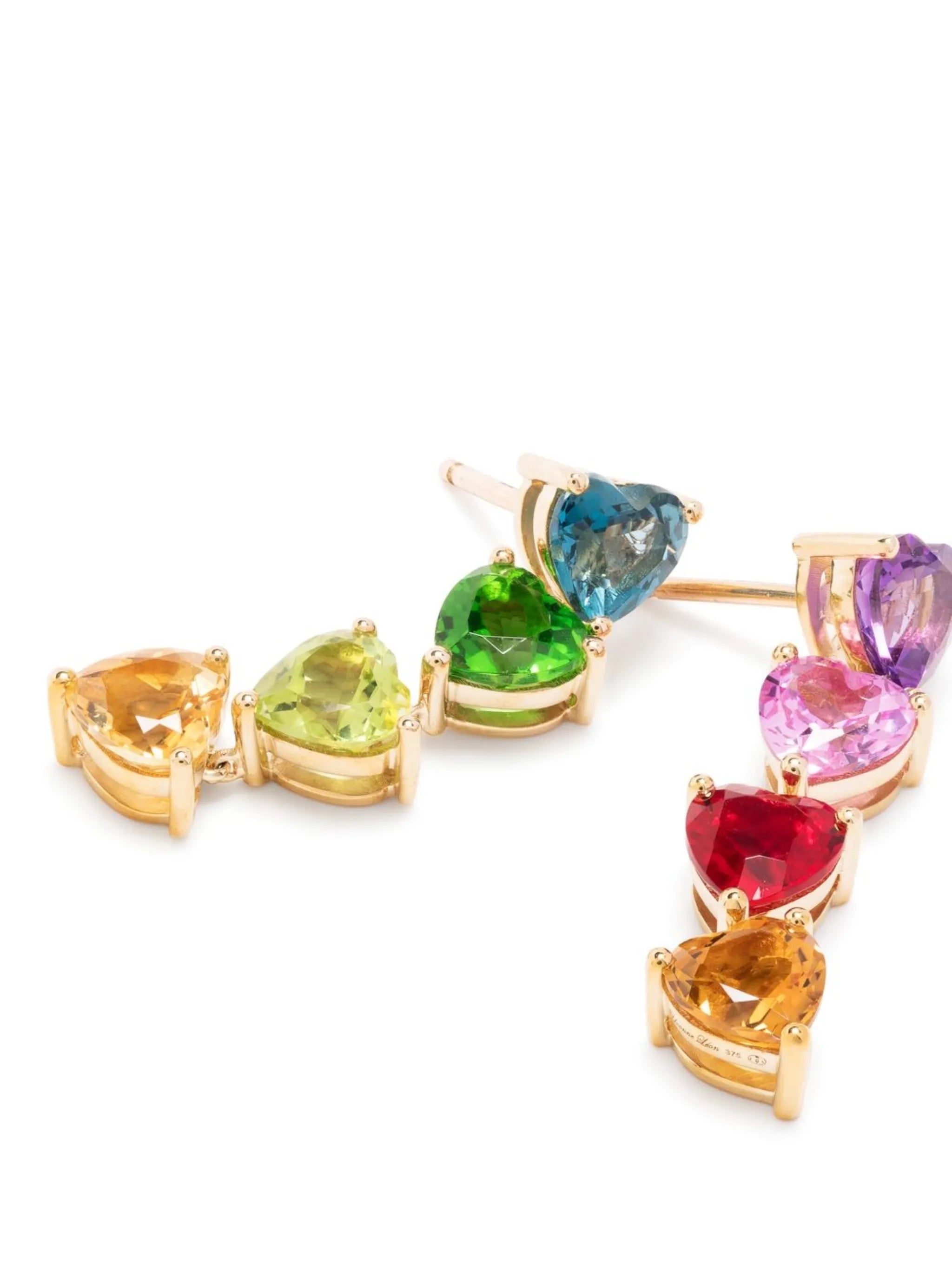 9kt yellow gold heart drop earrings