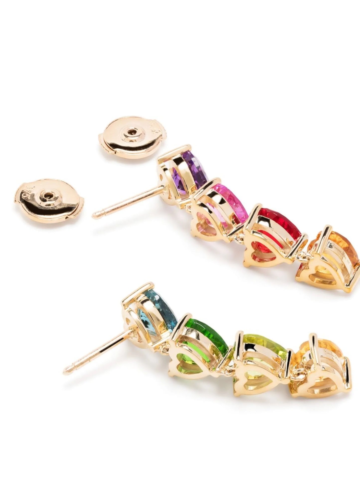 9kt yellow gold heart drop earrings