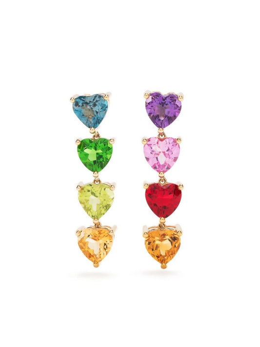 9kt yellow gold heart drop earrings