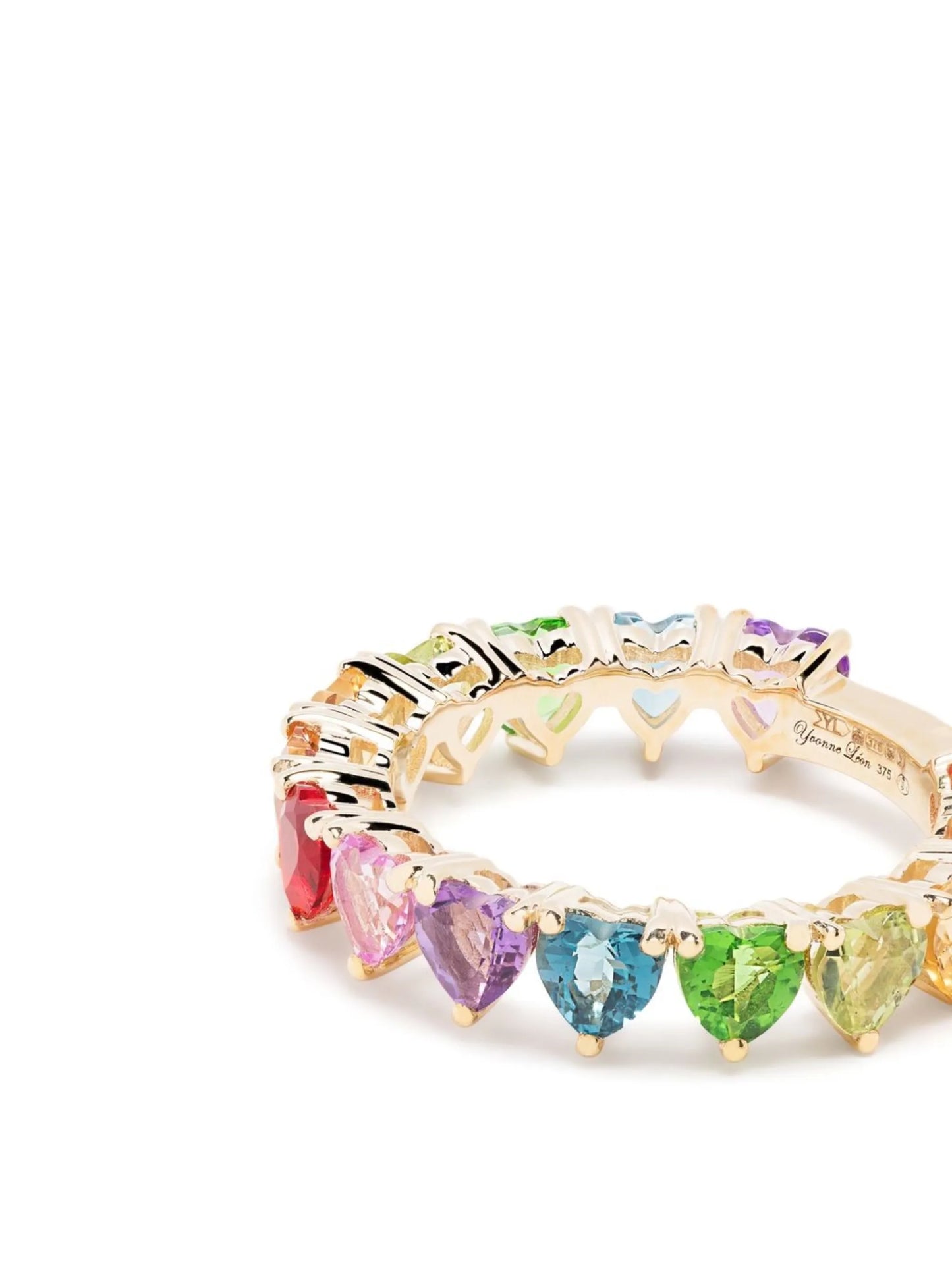 9kt yellow gold Multi Coeurs mini rainbow ring