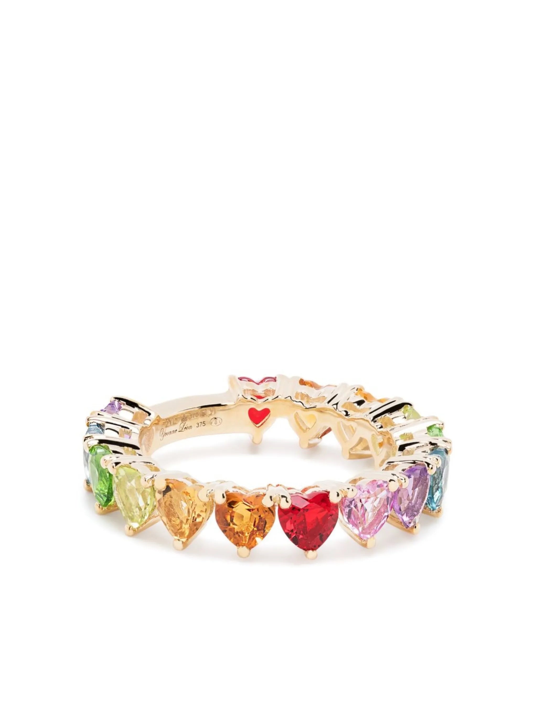 9kt yellow gold Multi Coeurs mini rainbow ring
