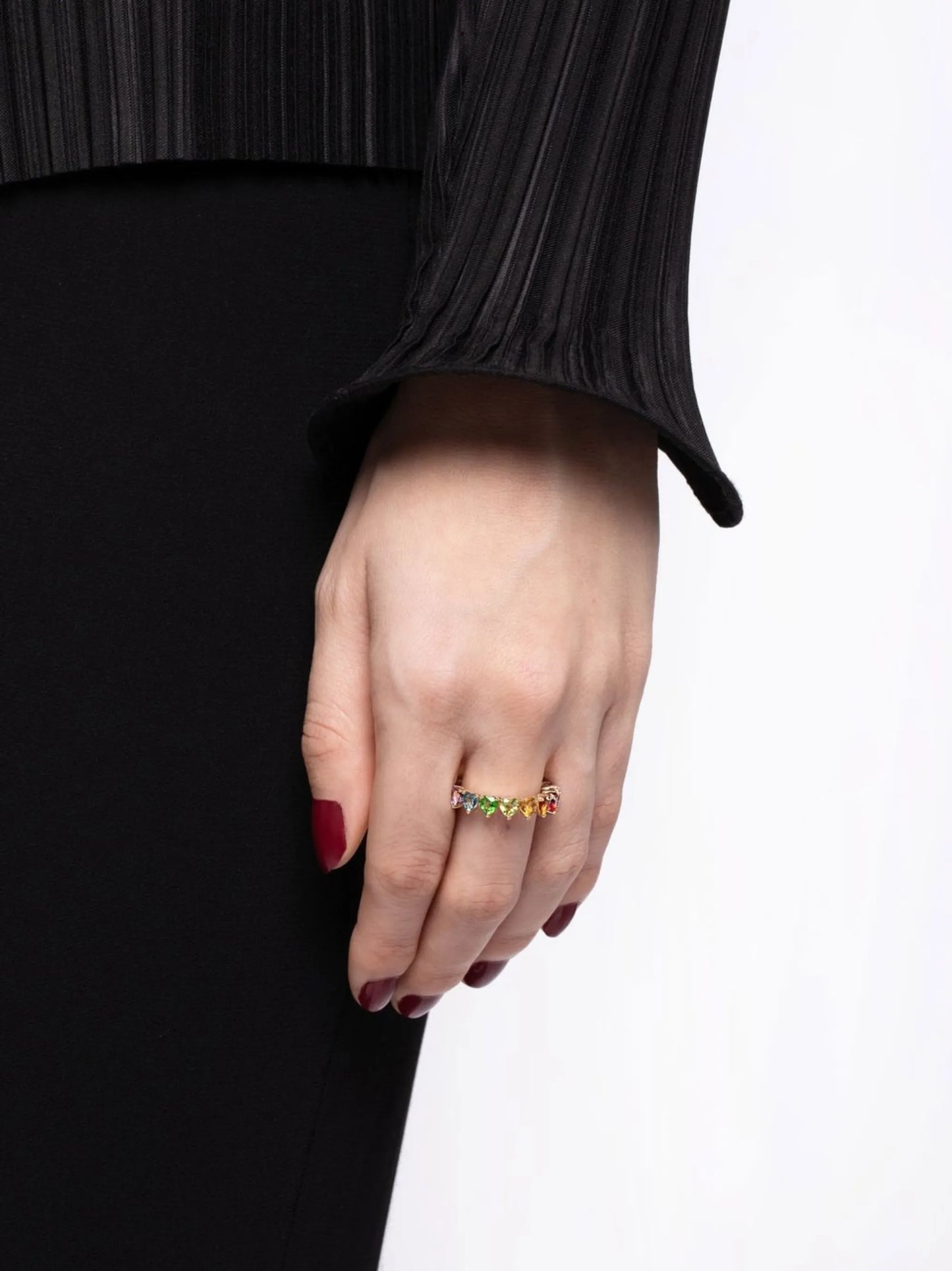 9kt yellow gold Multi Coeurs mini rainbow ring