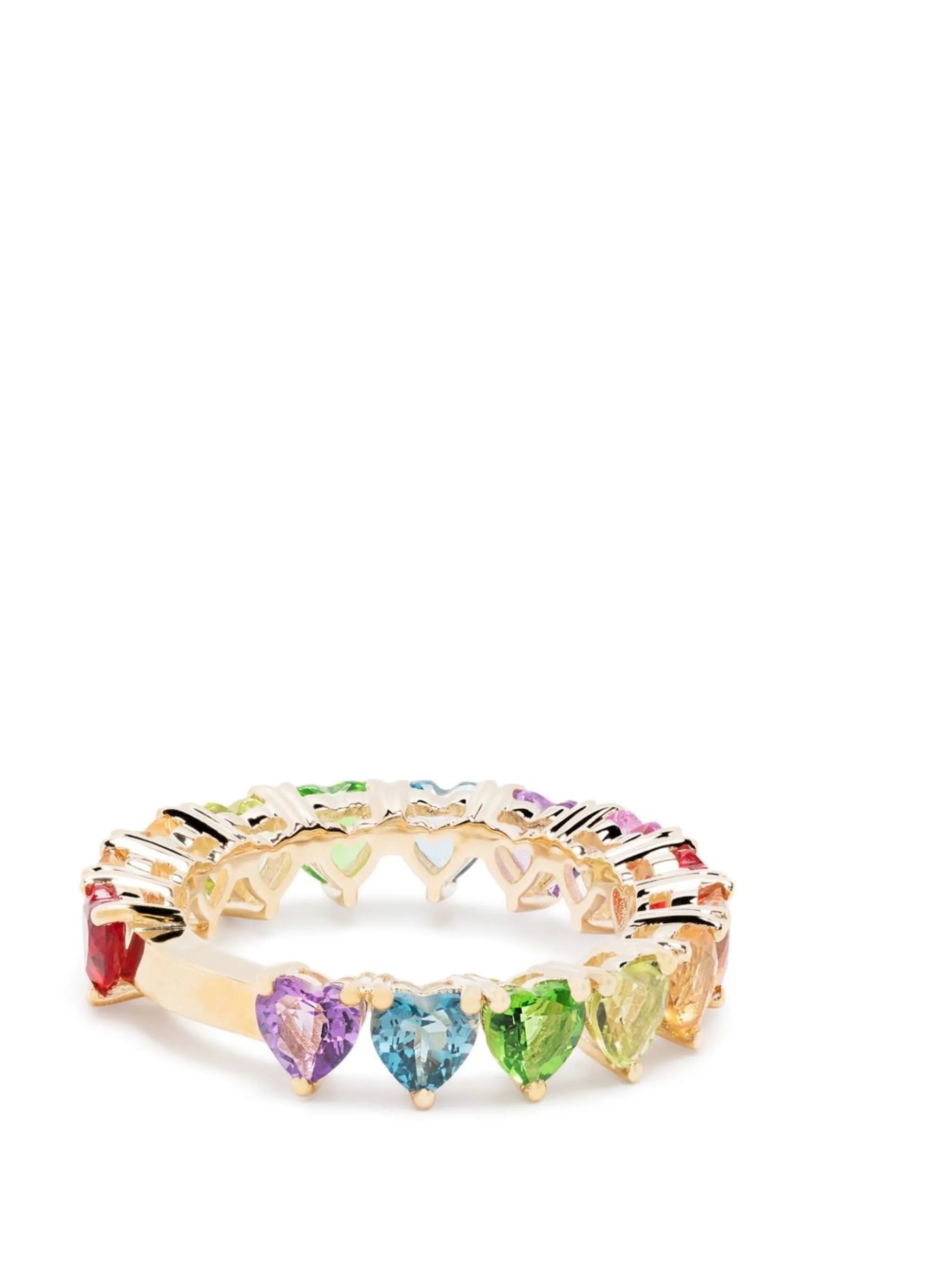 9kt yellow gold Multi Coeurs mini rainbow ring