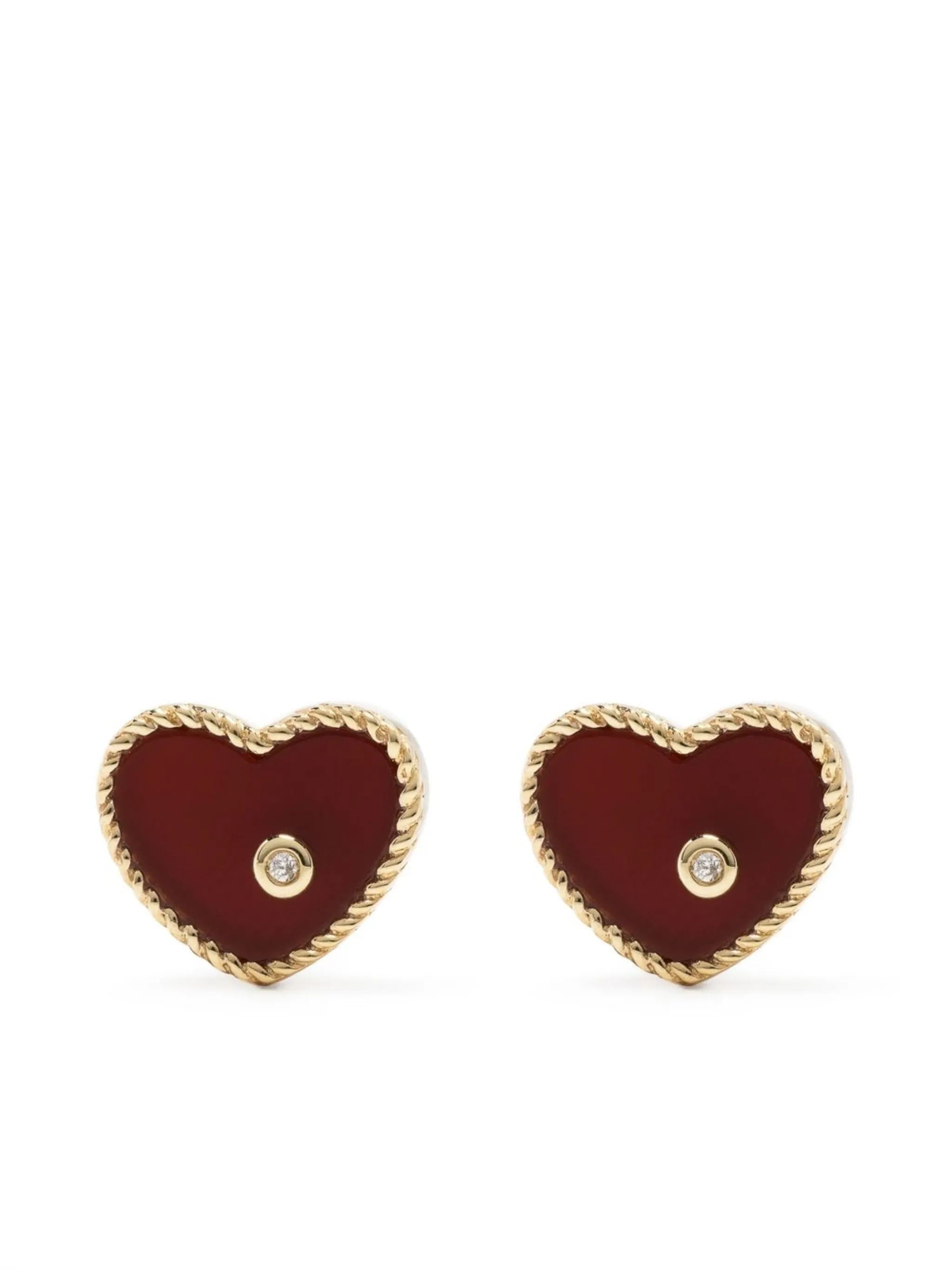 9kt yellow gold Baby Coeur diamond earrings