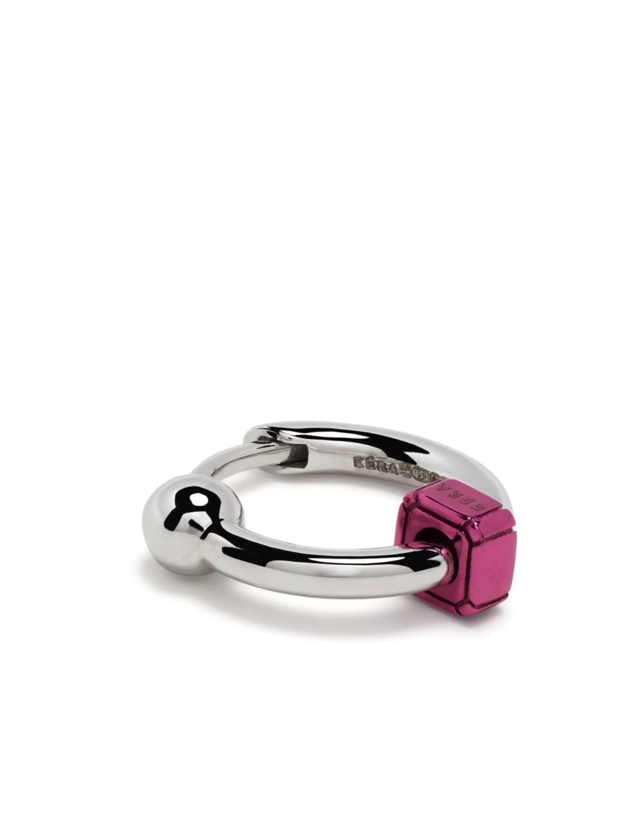 18kt white gold Square mini hoop earring